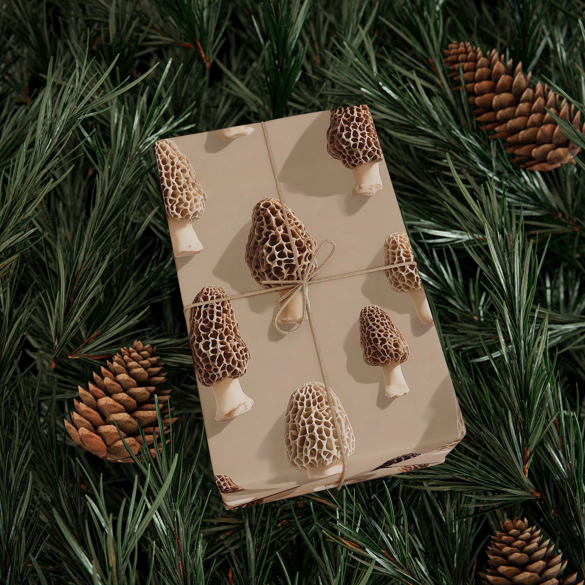 Morel Mushroom Forest Pattern Wrapping Paper | Native Morels™