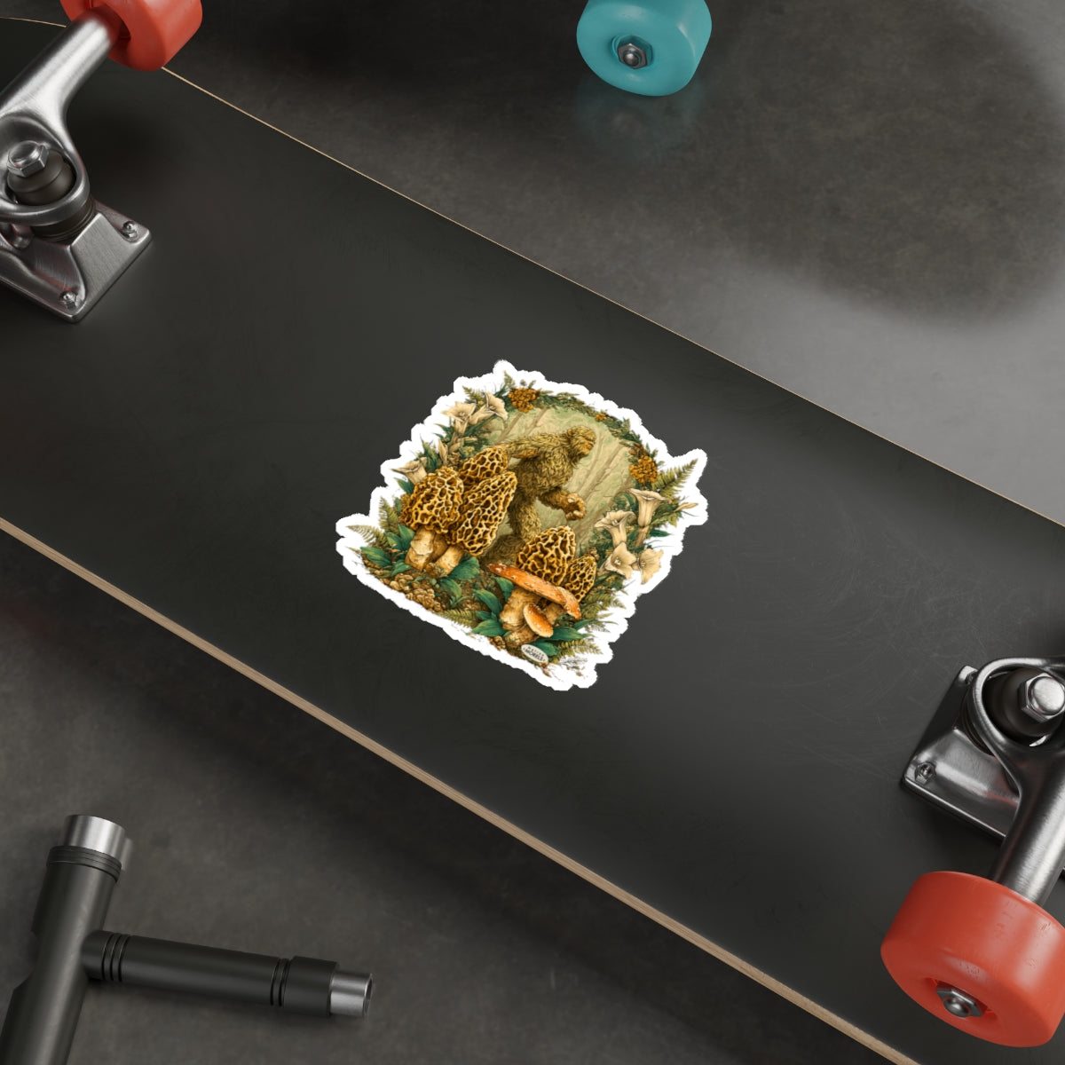 Bigfoot & Morels Mystical Forest Die-Cut Decal