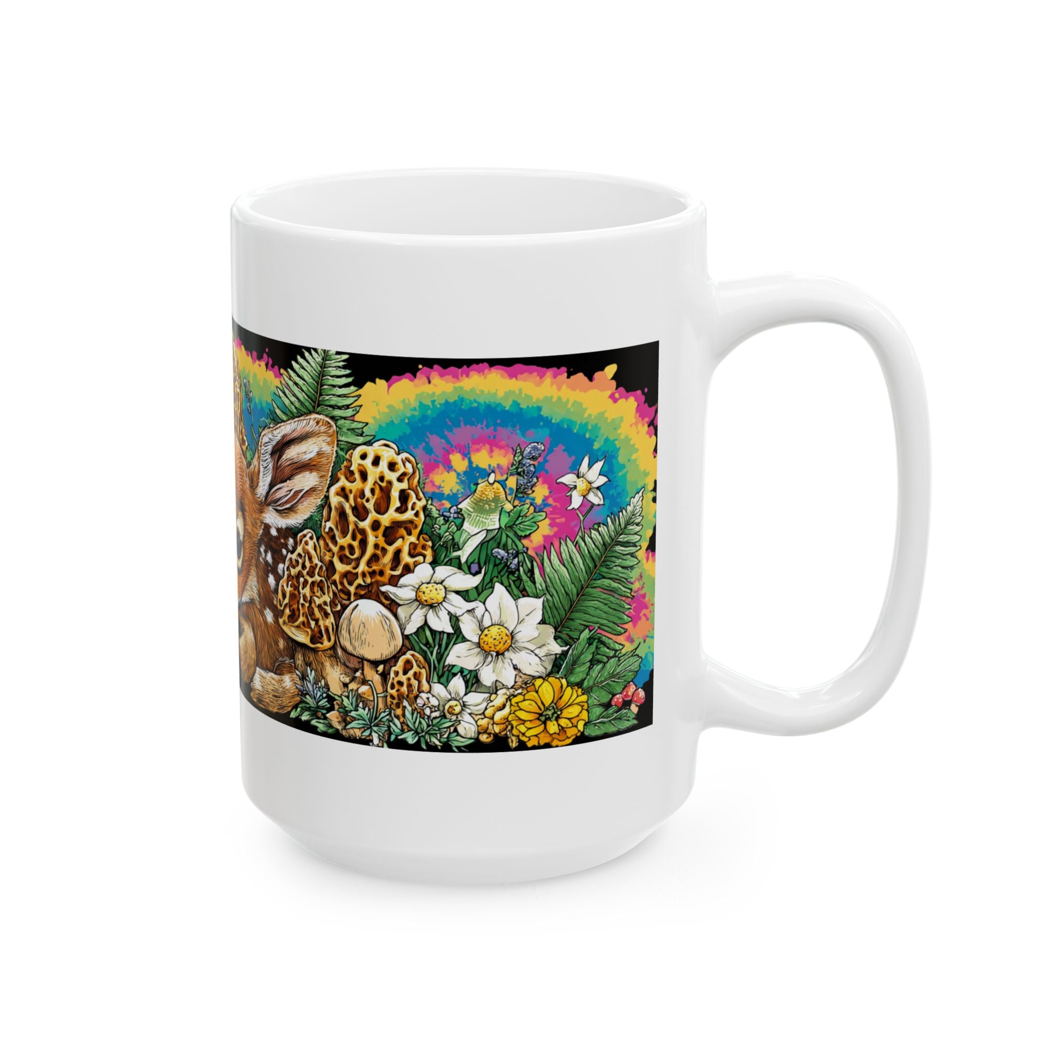 White-Tailed Deer Fawn & Morels Groovy Forest Mug