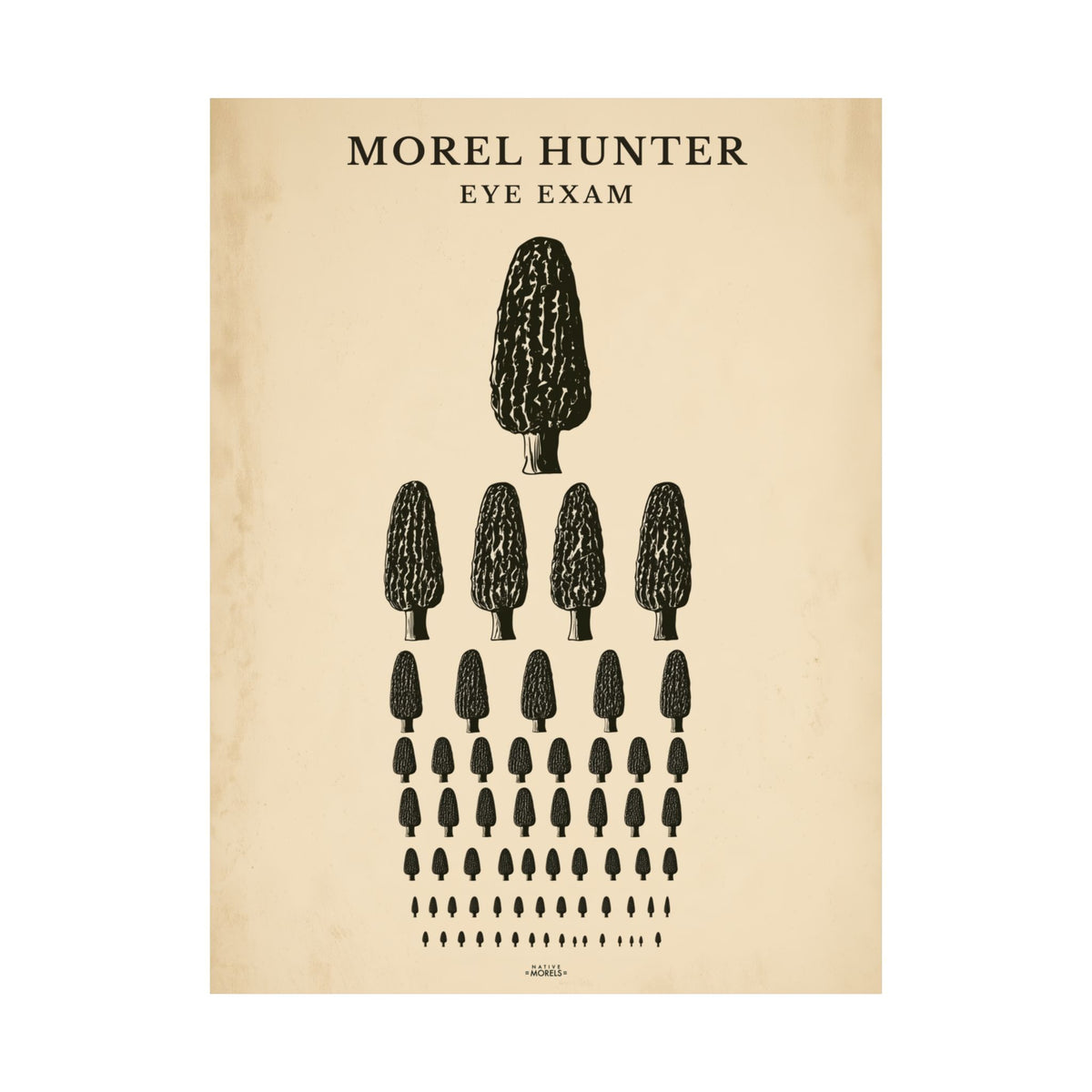 Morel Hunter Eye Exam” Morel Mushroom Art Print by Native Morels™