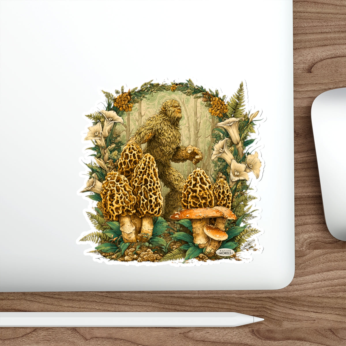Bigfoot & Morels Mystical Forest Die-Cut Decal