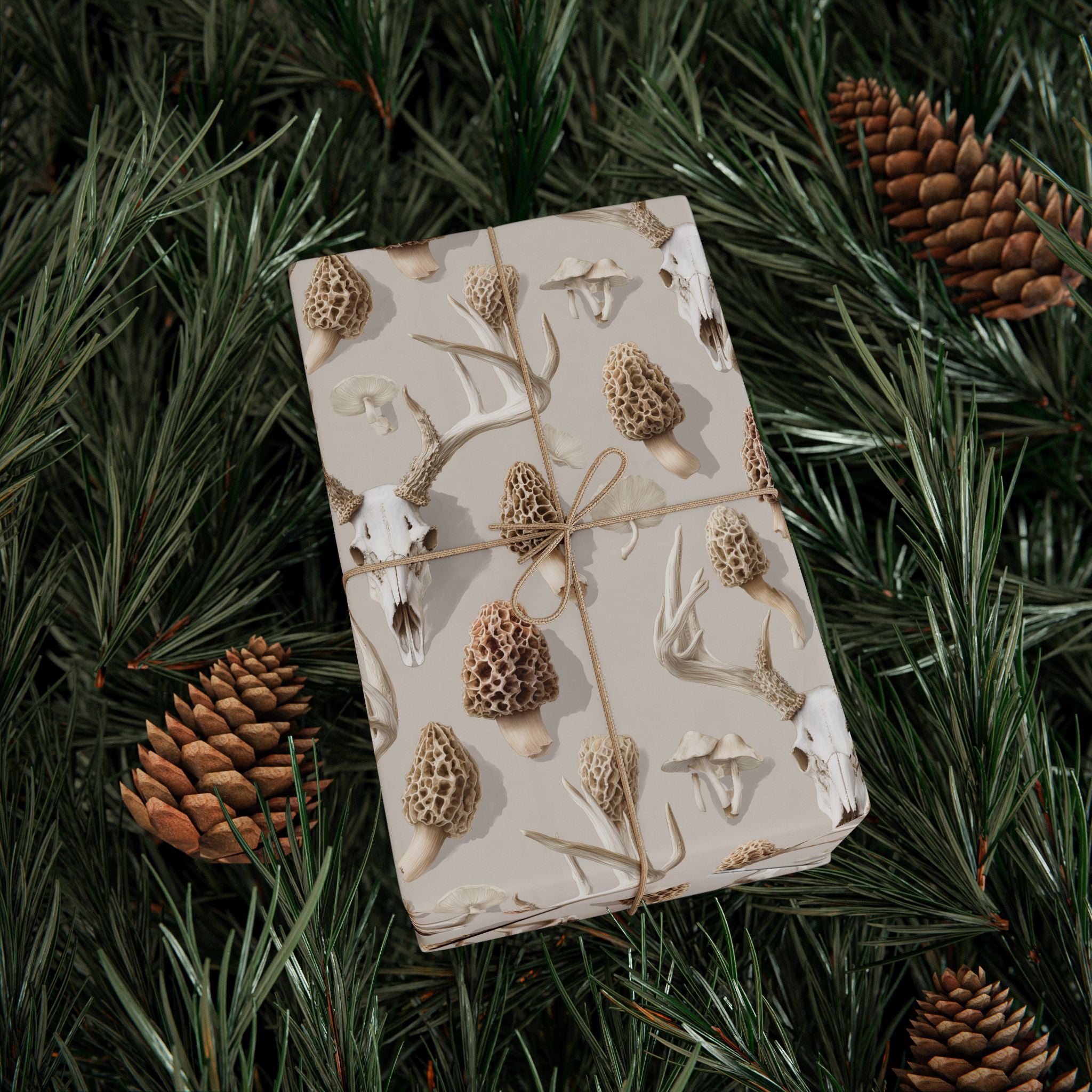 Whitetail Skull & Morel Mushroom Wrapping Paper | Native Morels™