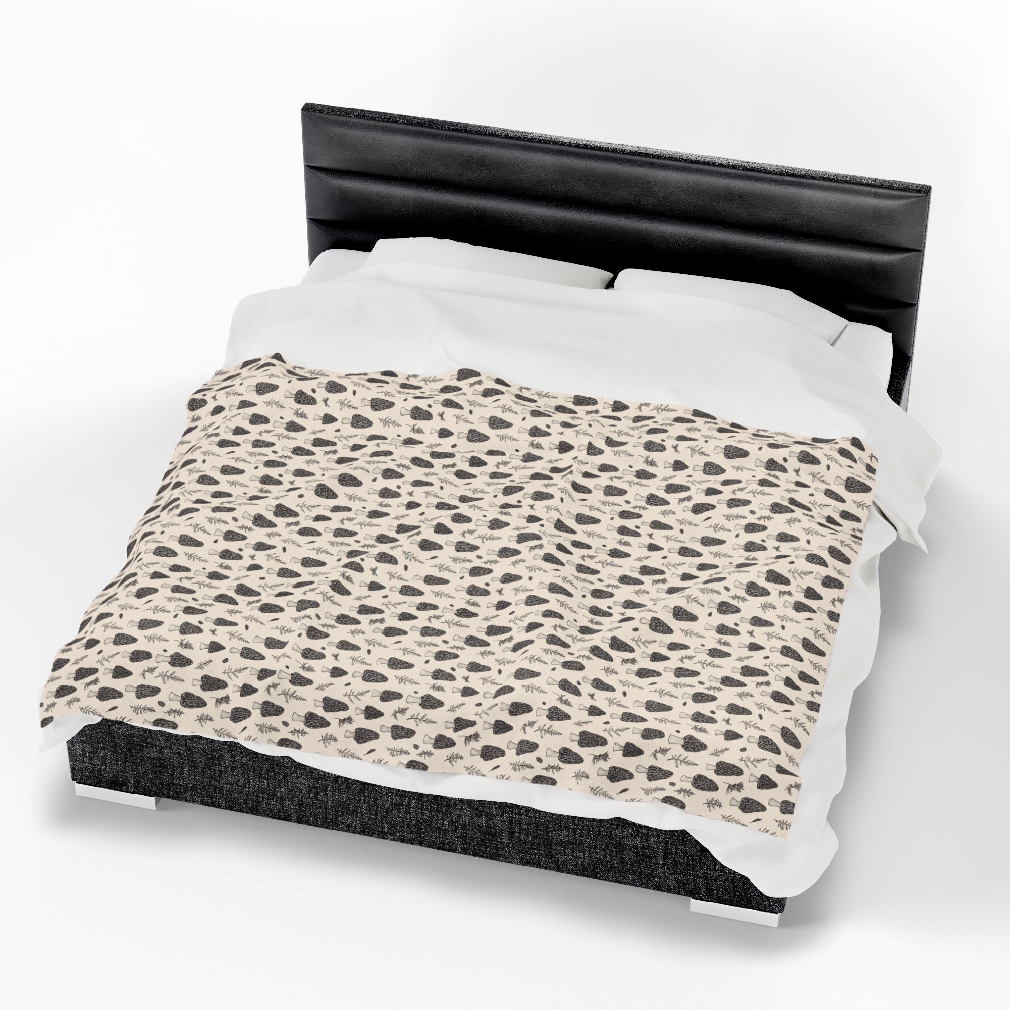 Blackwork Morel Mushroom Pattern Blanket | Native Morels™