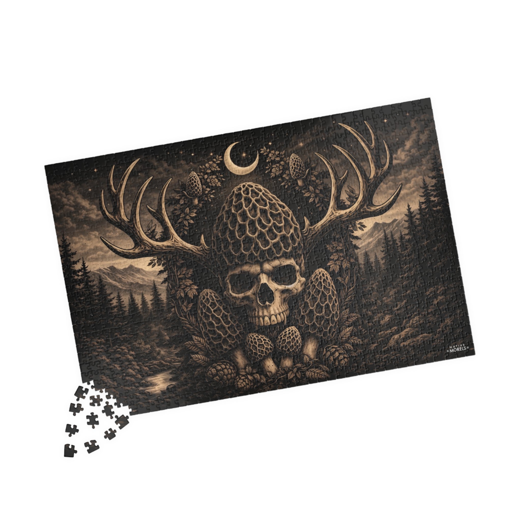Morel Skull & Antlers Puzzle (1014 Pieces) | Native Morels™