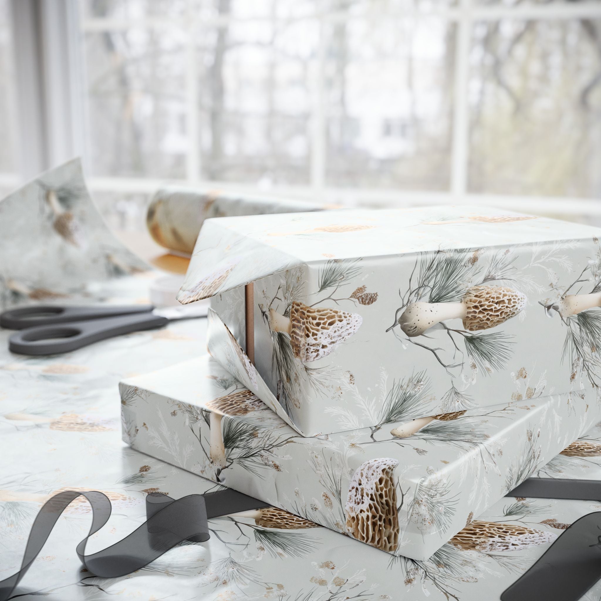 Winter Wonderland Morel Wrapping Paper | Native Morels™