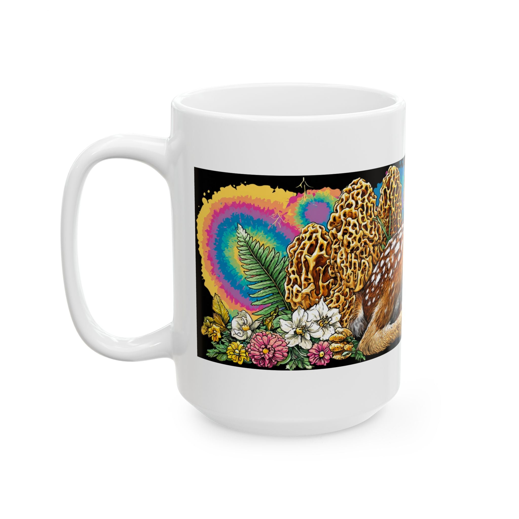 White-Tailed Deer Fawn & Morels Groovy Forest Mug