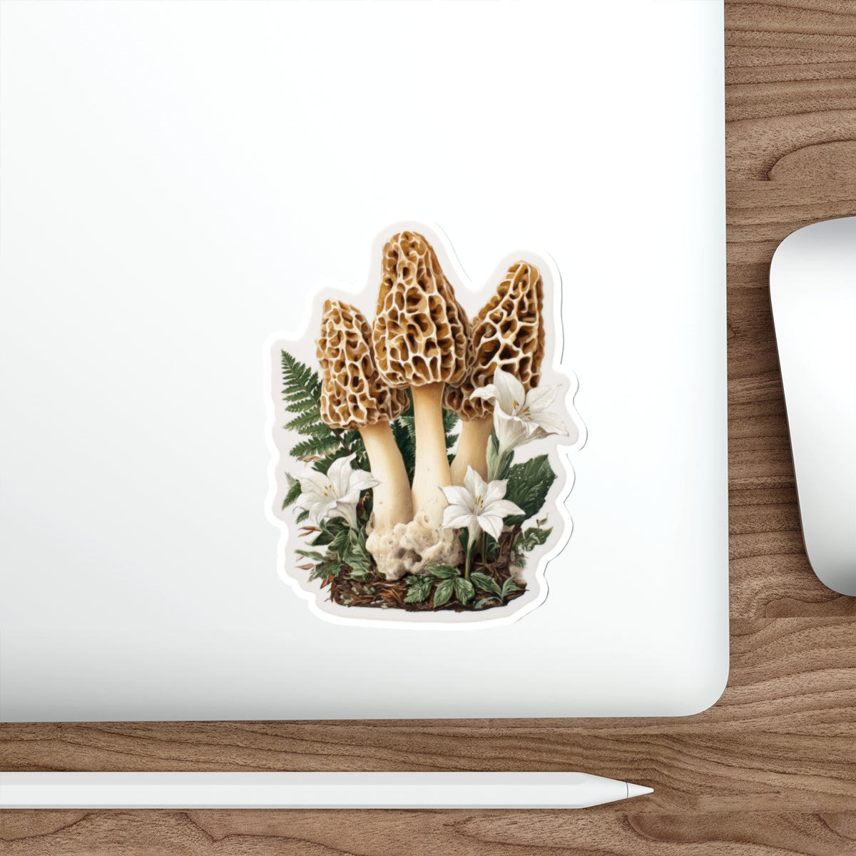 Three Stems Morel & Fern Botanical Die-Cut Sticker
