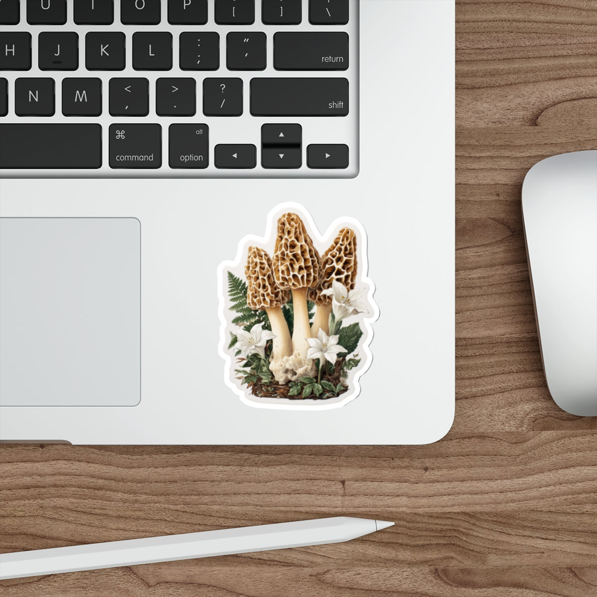 Three Stems Morel & Fern Botanical Die-Cut Sticker