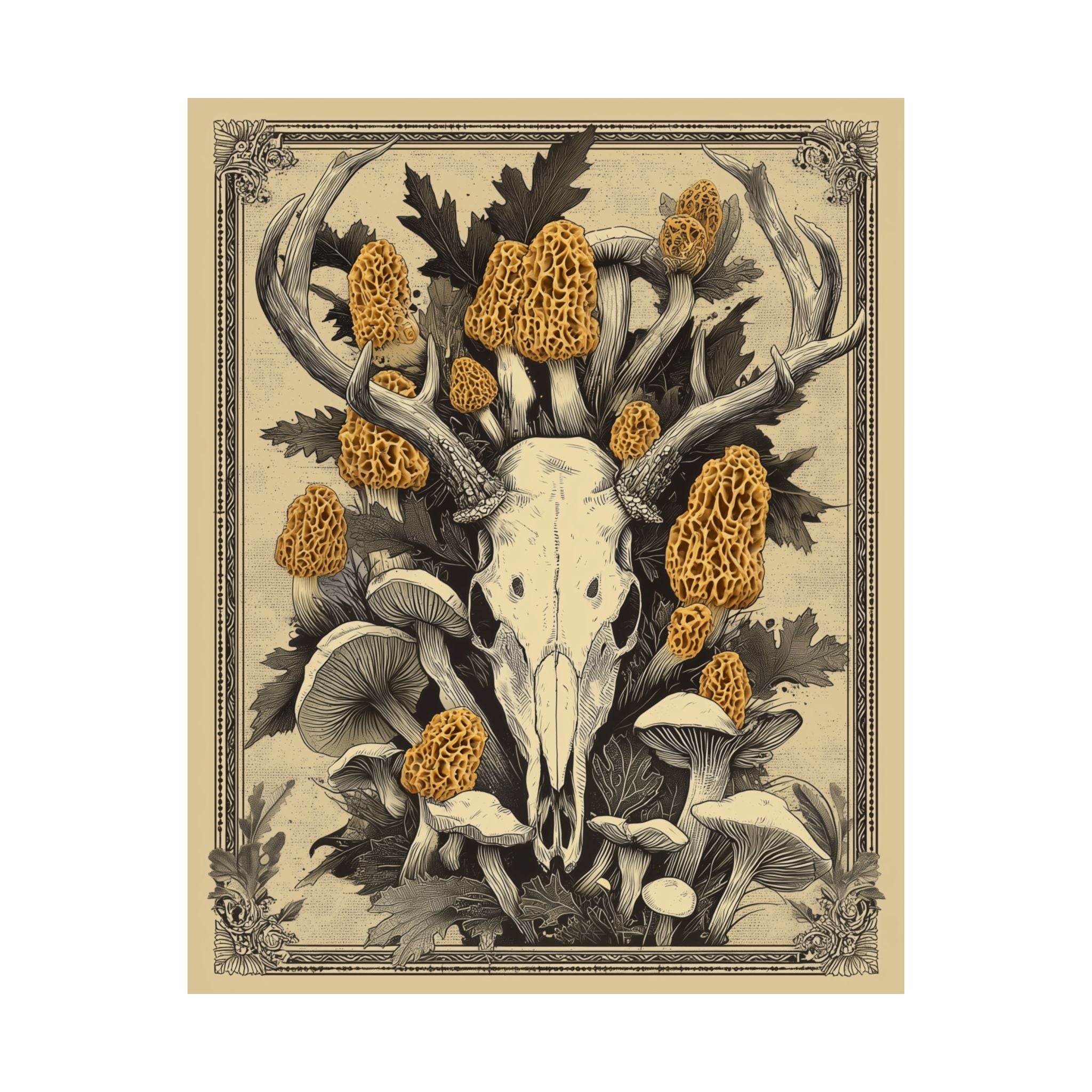 “Forest Rebirth” Morel Skull Art Print | Native Morels™
