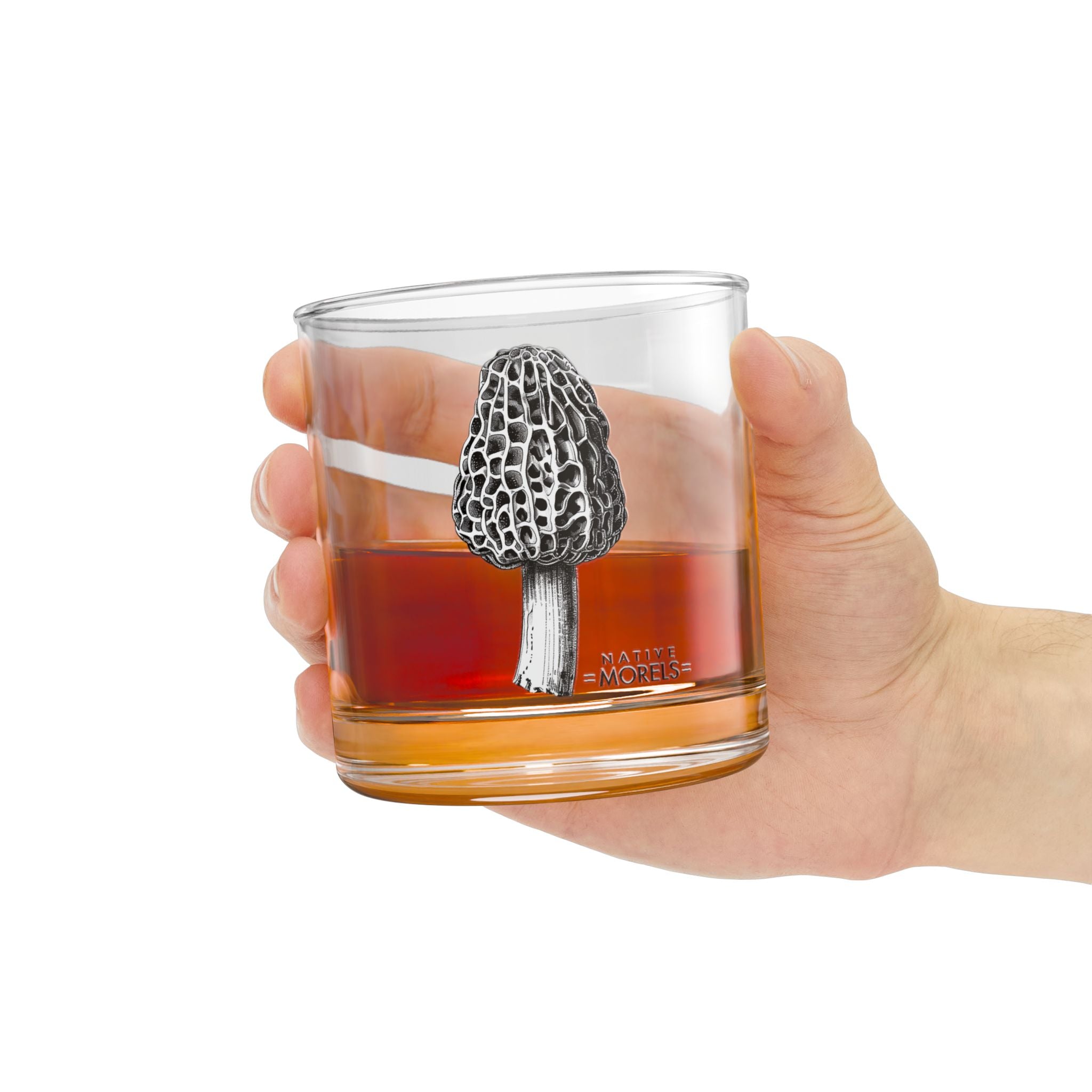 Morel Mushroom Rocks Glass | 10oz Forager Whiskey Glass
