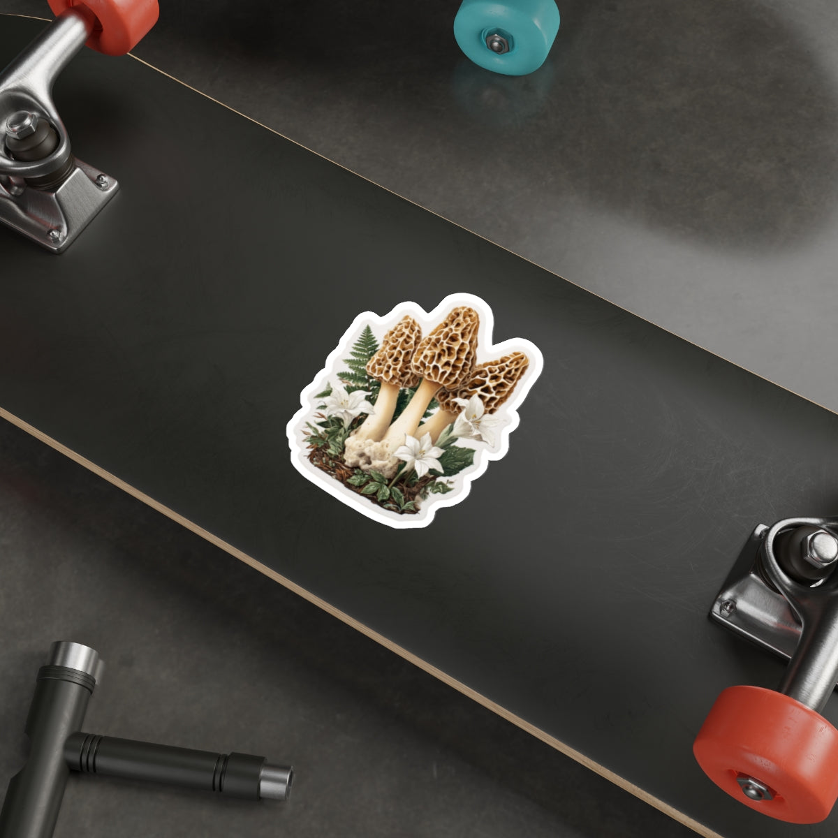 Three Stems Morel & Fern Botanical Die-Cut Sticker
