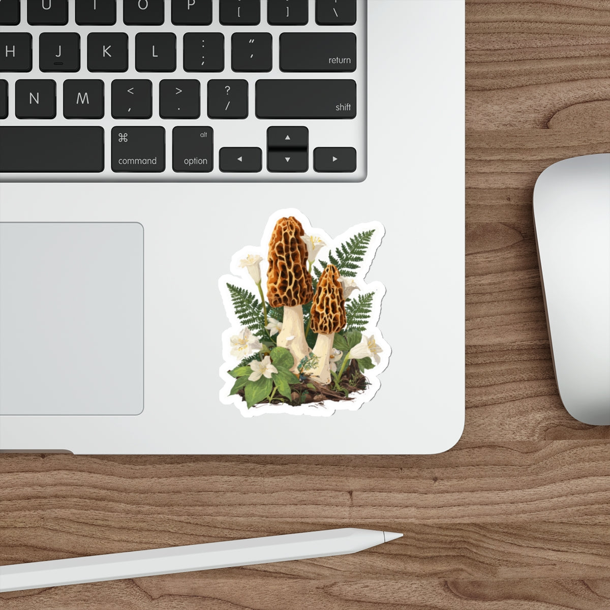Morel, Fern & Wildflower Die-Cut Sticker