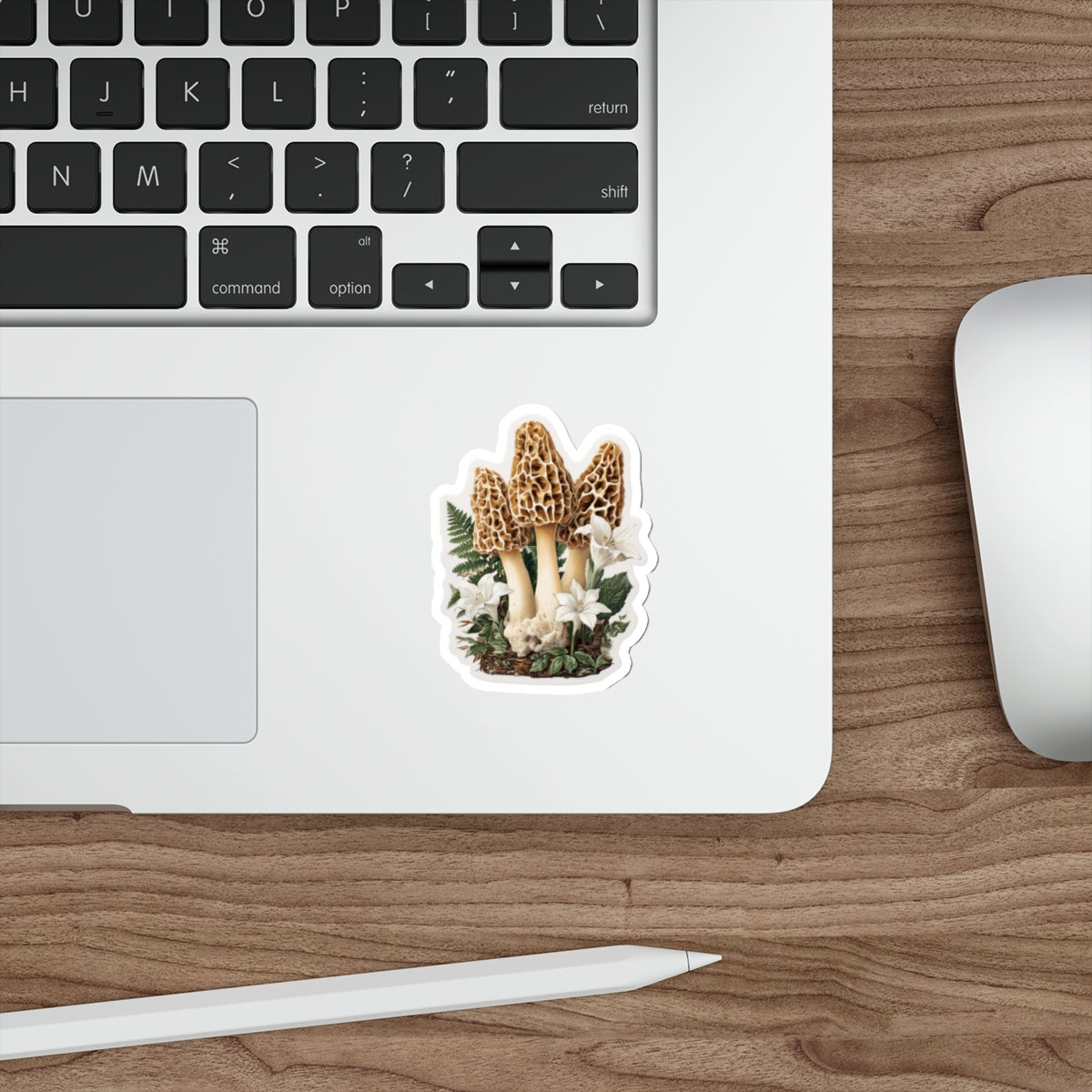 Three Stems Morel & Fern Botanical Die-Cut Sticker