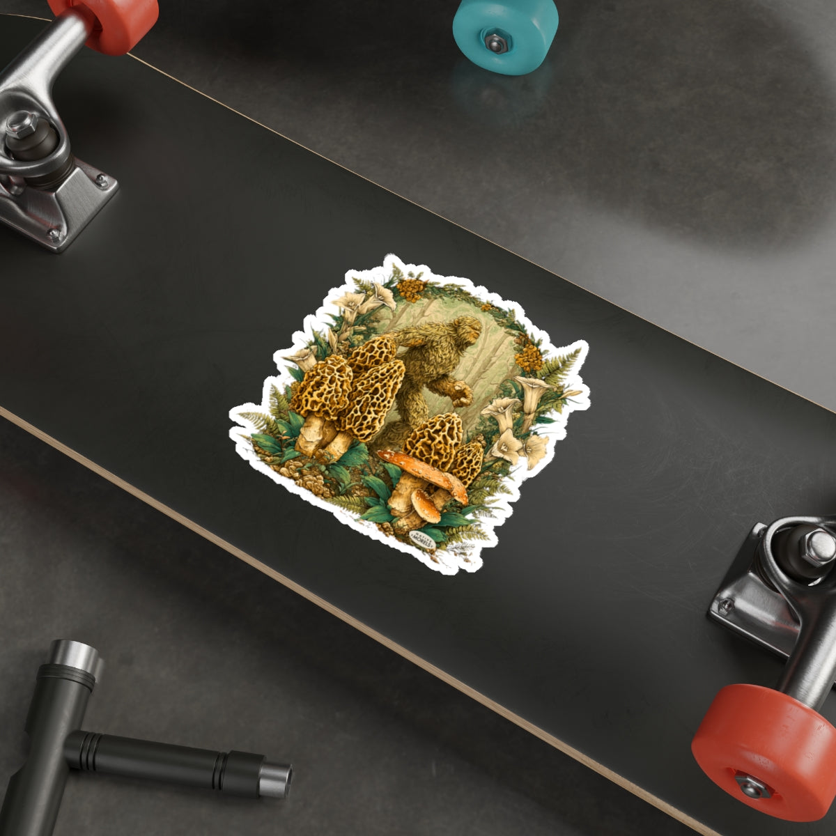 Bigfoot & Morels Mystical Forest Die-Cut Decal