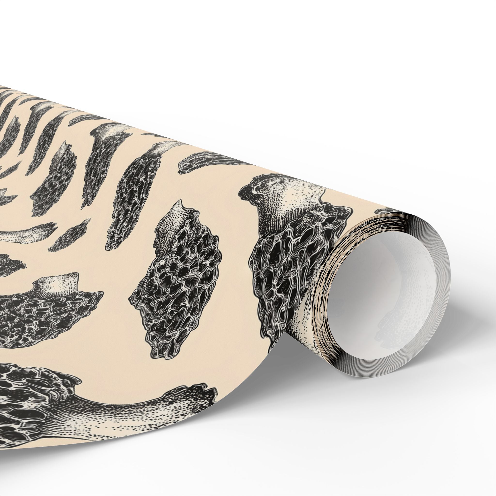 Tattoo-Style Morel Mushroom Wrapping Paper | Native Morels™