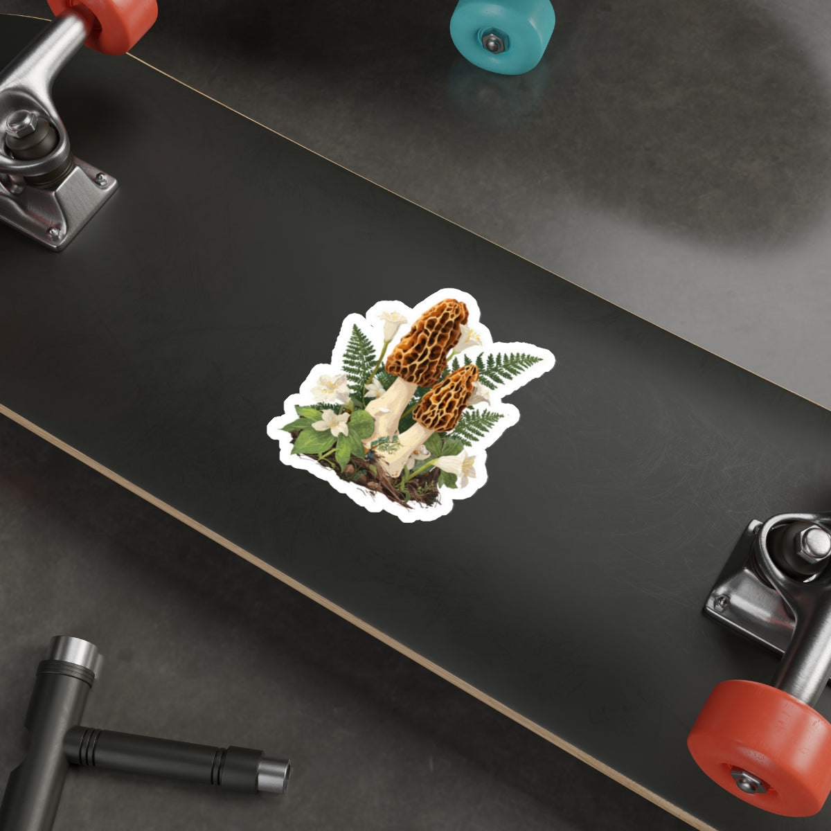 Morel, Fern & Wildflower Die-Cut Sticker