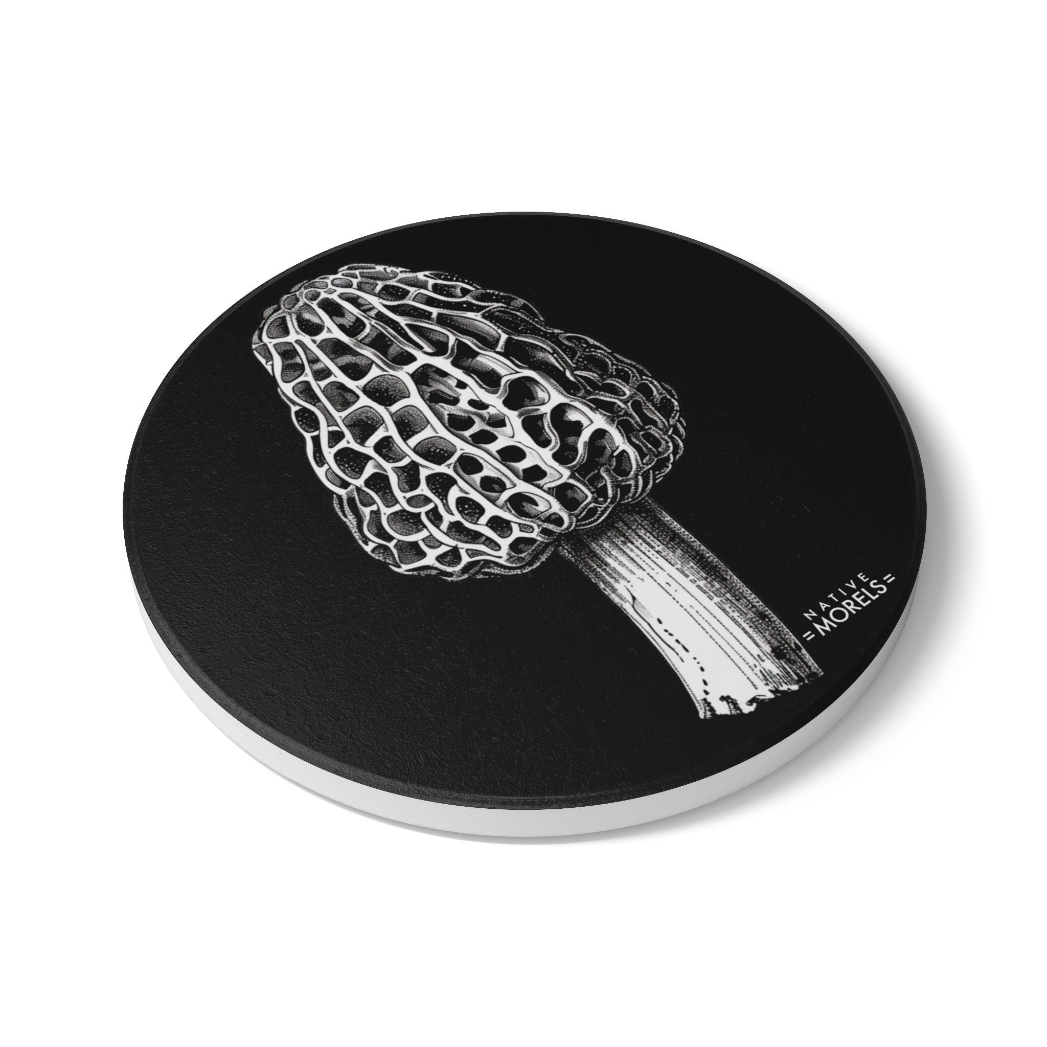 Morel Mushroom Round Ceramic Coaster