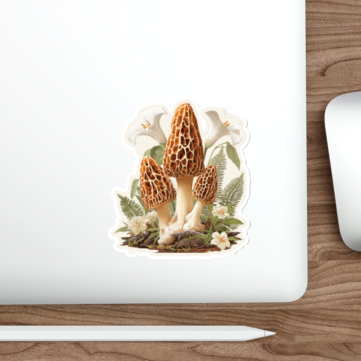 Woodland Morel Cluster Botanical Die-Cut Sticker