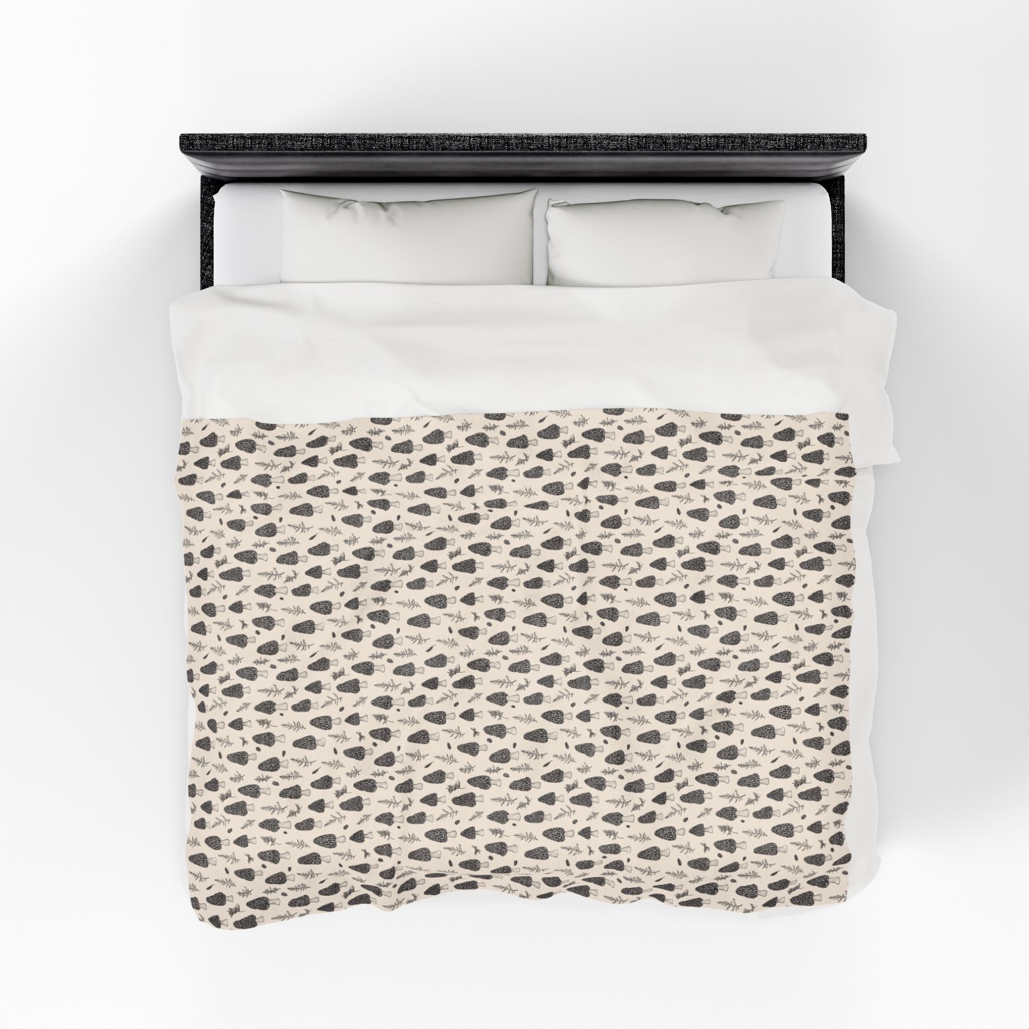 Blackwork Morel Mushroom Pattern Blanket | Native Morels™