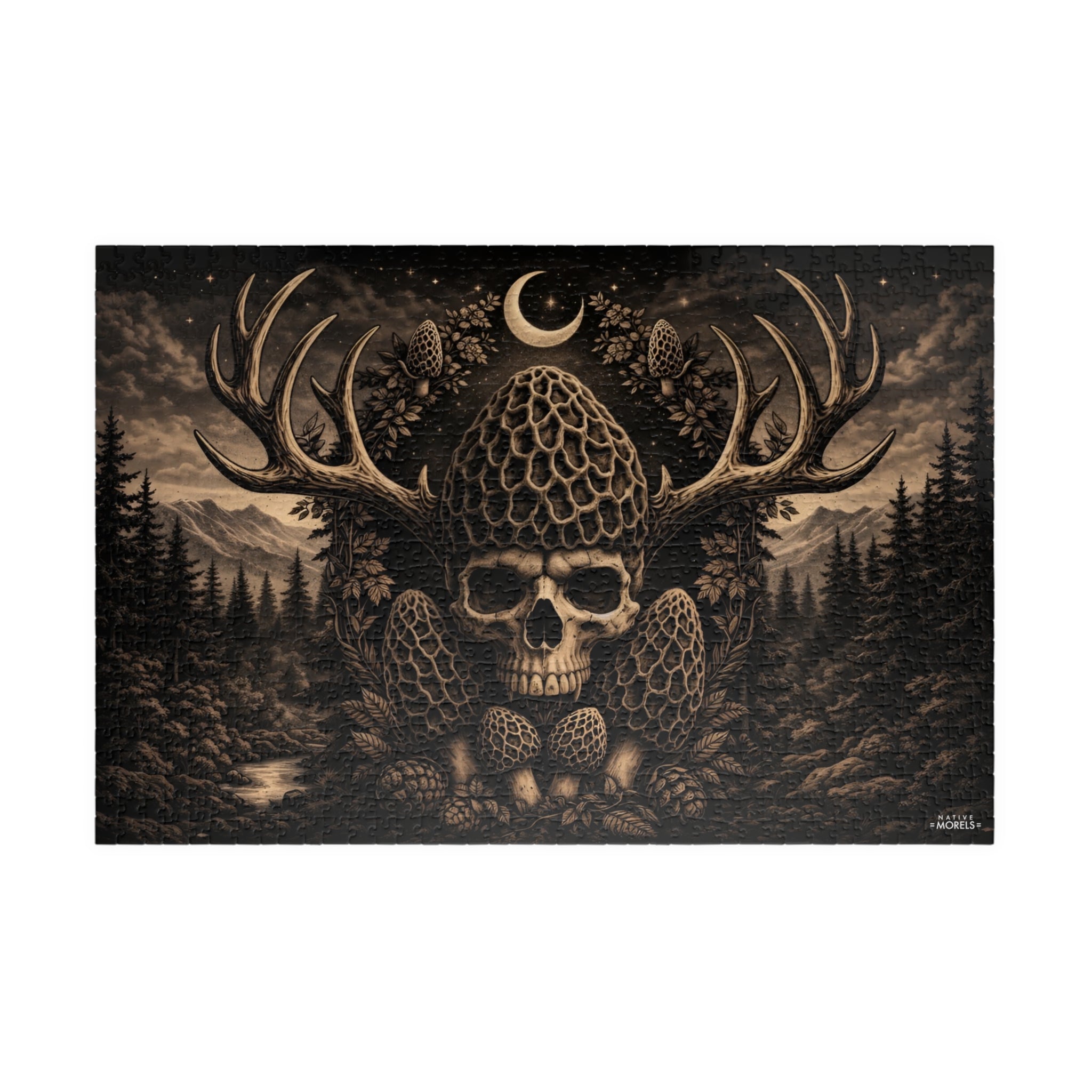 Morel Skull & Antlers Puzzle (1014 Pieces) | Native Morels™