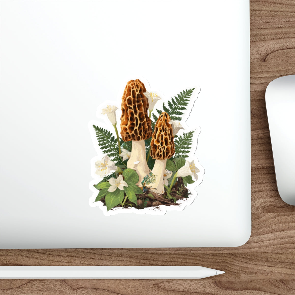 Morel, Fern & Wildflower Die-Cut Sticker