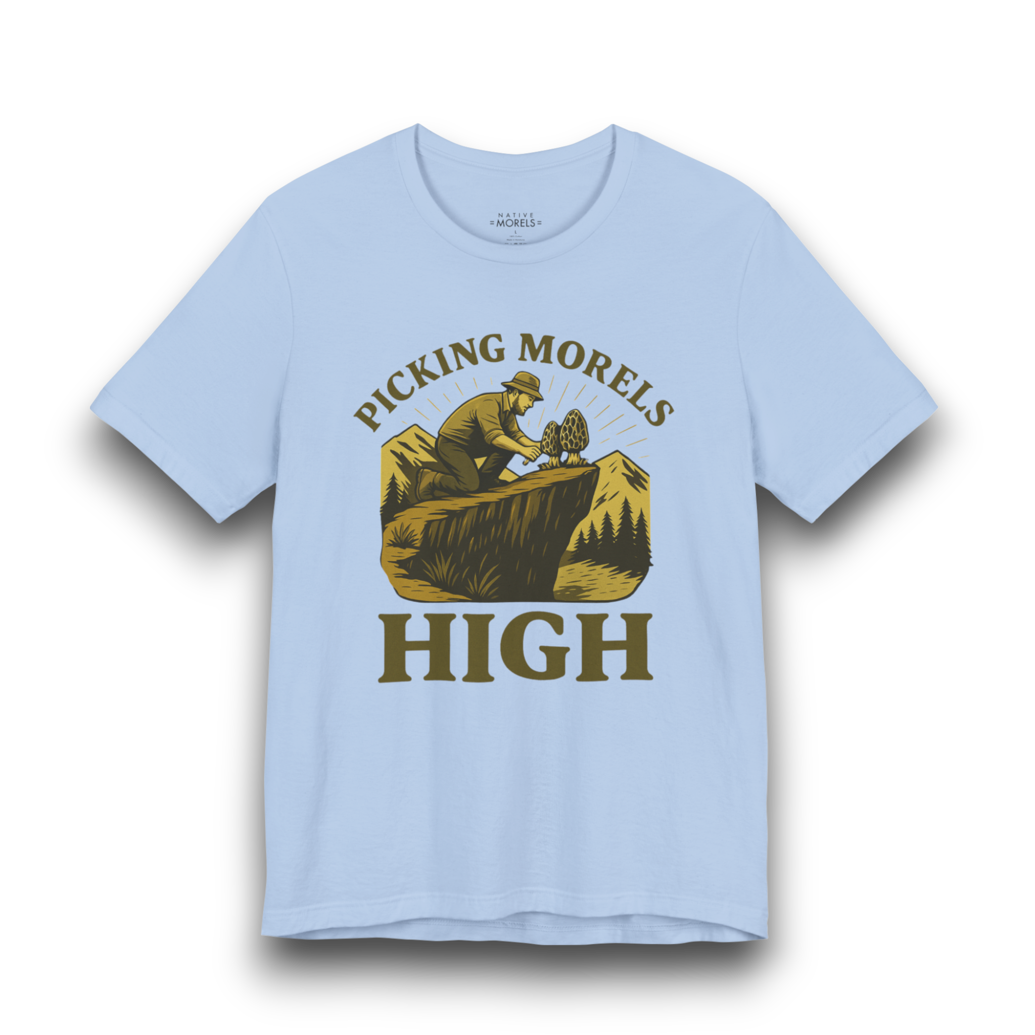 "Picking Morels High" Morel Mushroom T-Shirt | Native Morels™