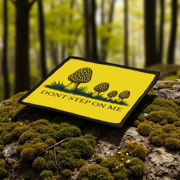 Don't Step On Me Morel Patch – Gadsden Flag Parody | Iron-On 3" x 3"