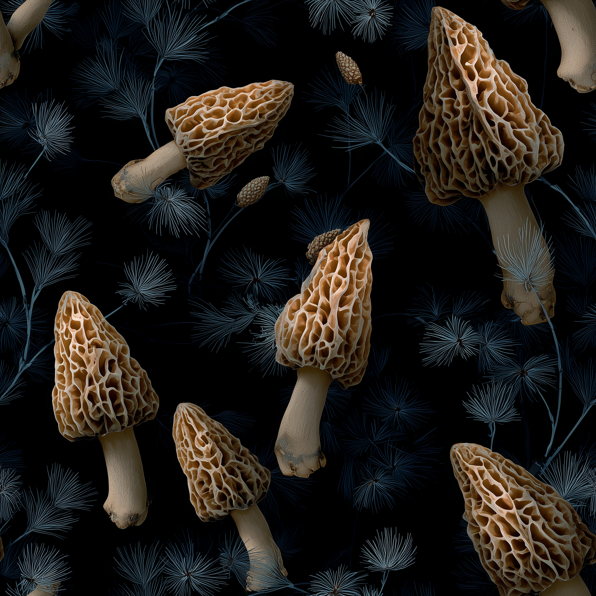 Midnight Forest Morel Wrapping Paper | Native Morels™