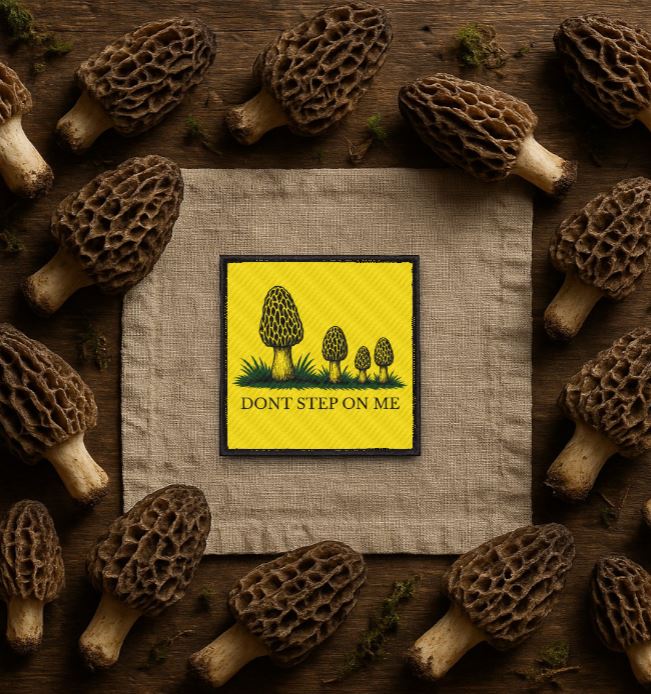 Don't Step On Me Morel Patch – Gadsden Flag Parody | Iron-On 3" x 3"