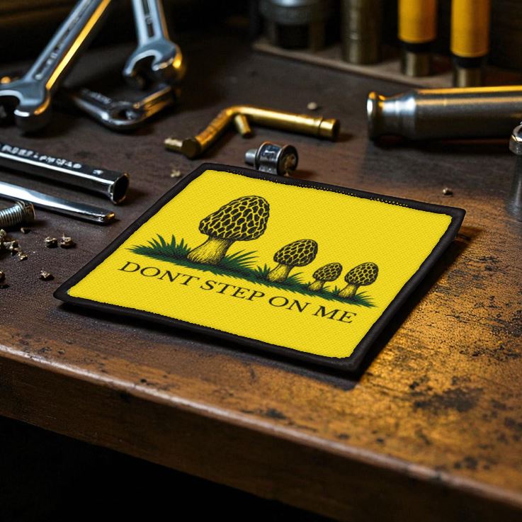 Don't Step On Me Morel Patch – Gadsden Flag Parody | Iron-On 3" x 3"