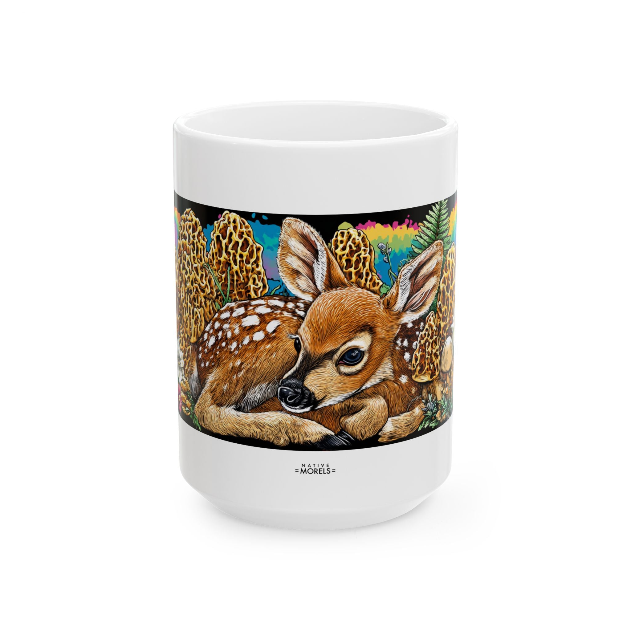White-Tailed Deer Fawn & Morels Groovy Forest Mug