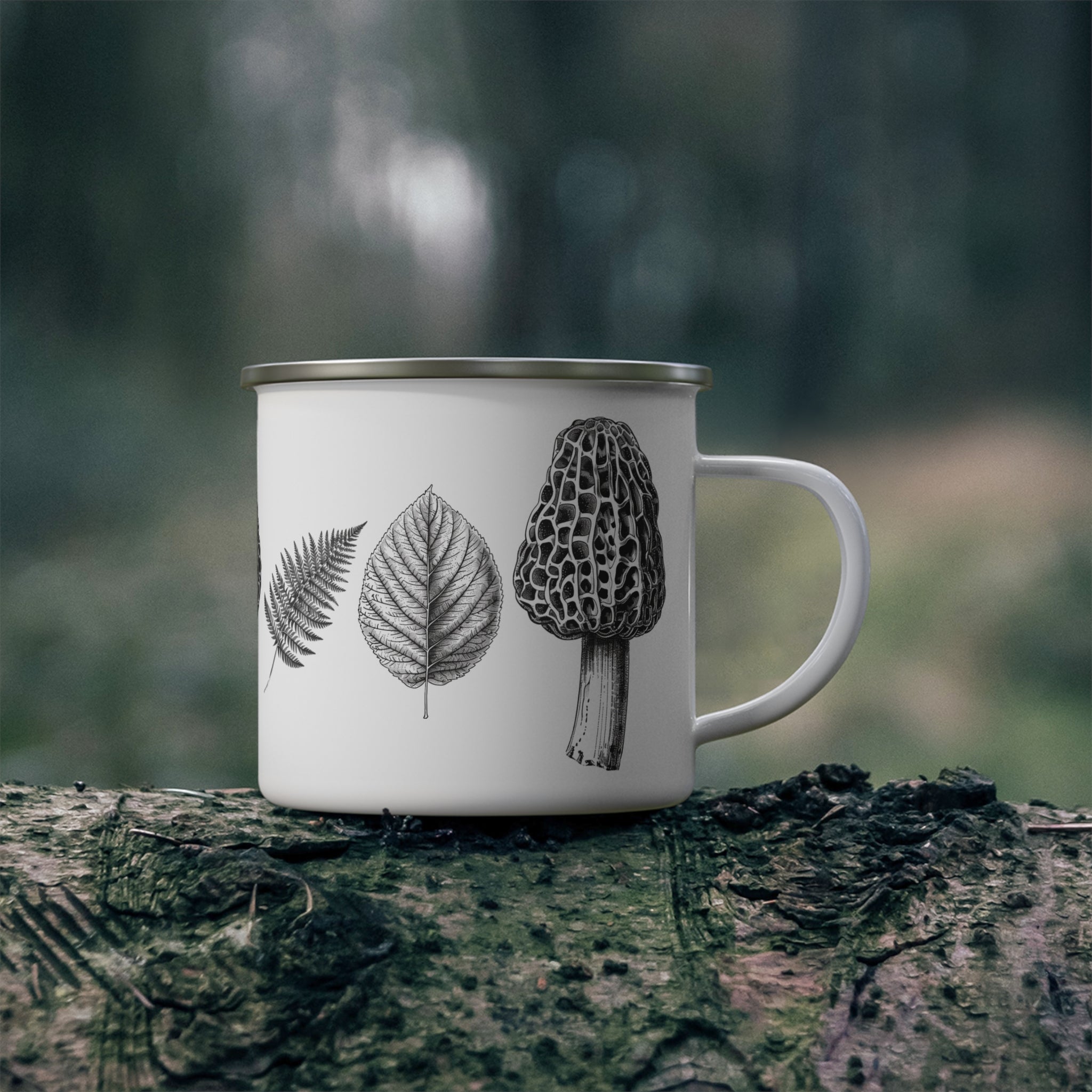 Morel, Fern & Elm Leaf Vintage Botanical Camp Mug