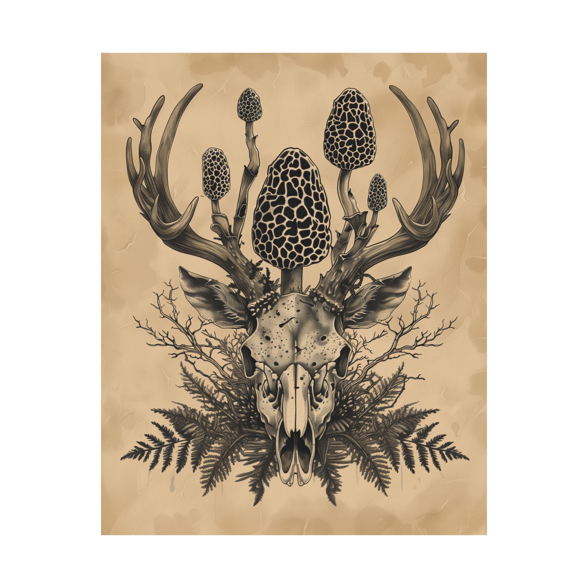 “MOREL BUCK SKULL” ART PRINT | NATIVE MORELS™