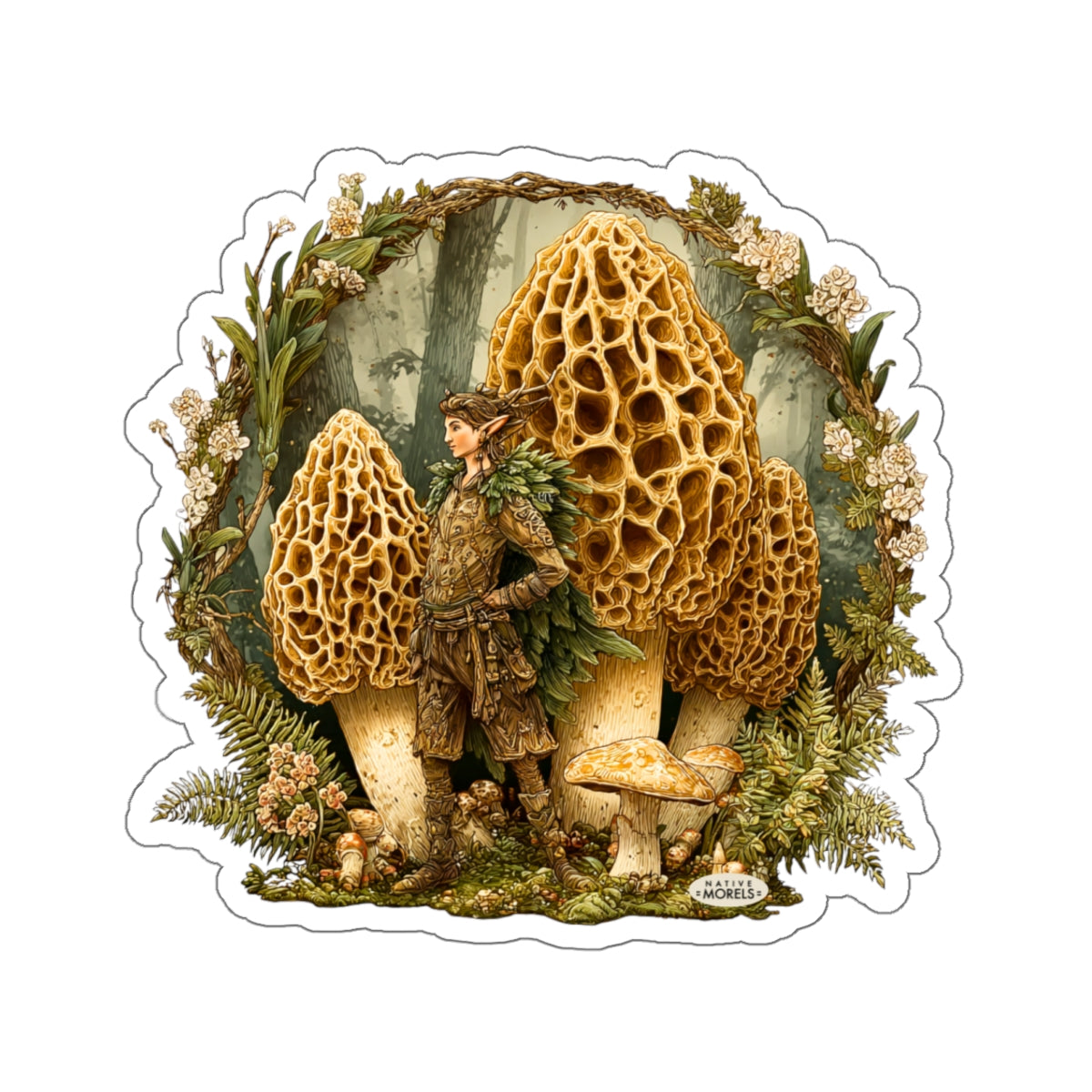 Ranger Elf & Morels Mystical Forest Die-Cut Decal