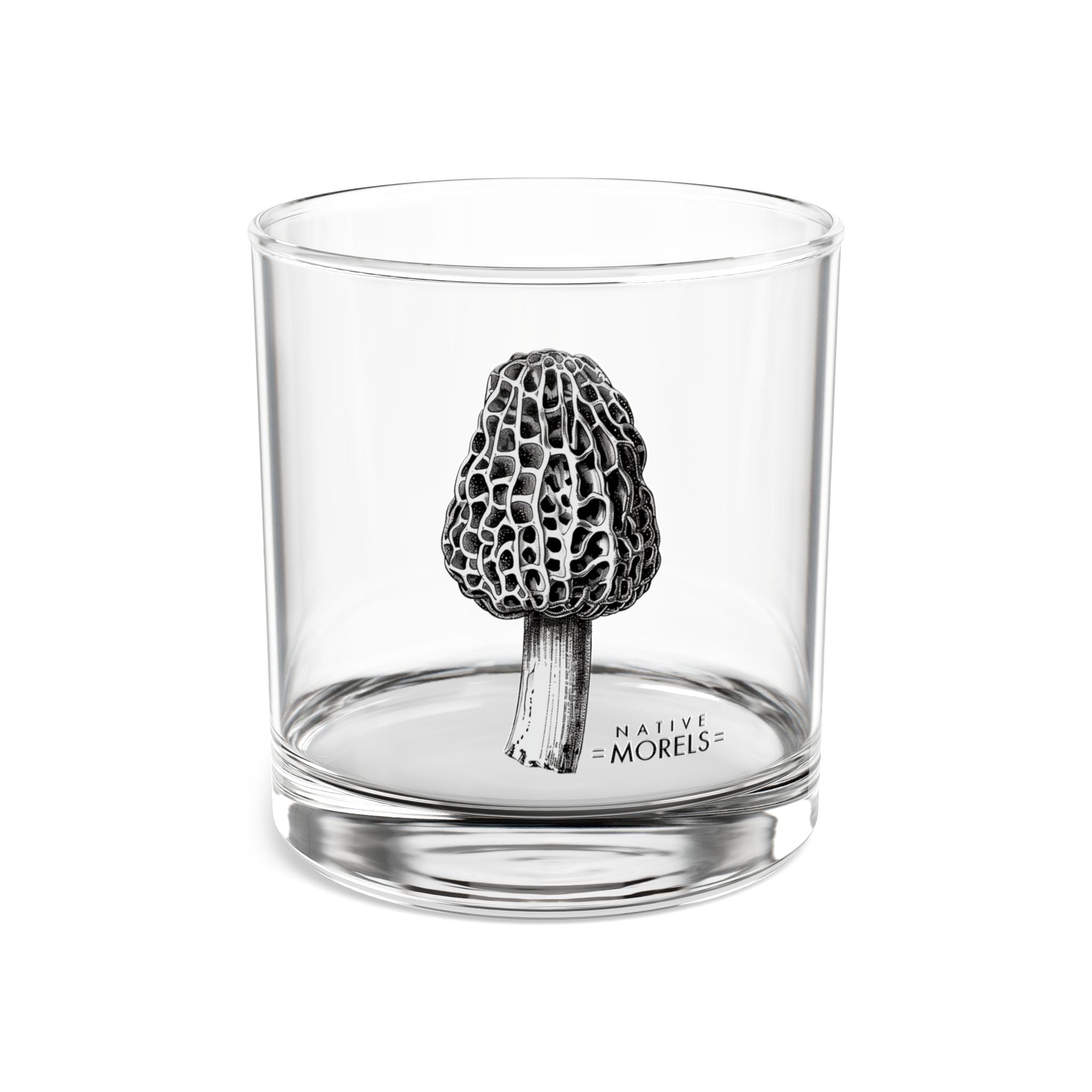 Morel Mushroom Rocks Glass | 10oz Forager Whiskey Glass