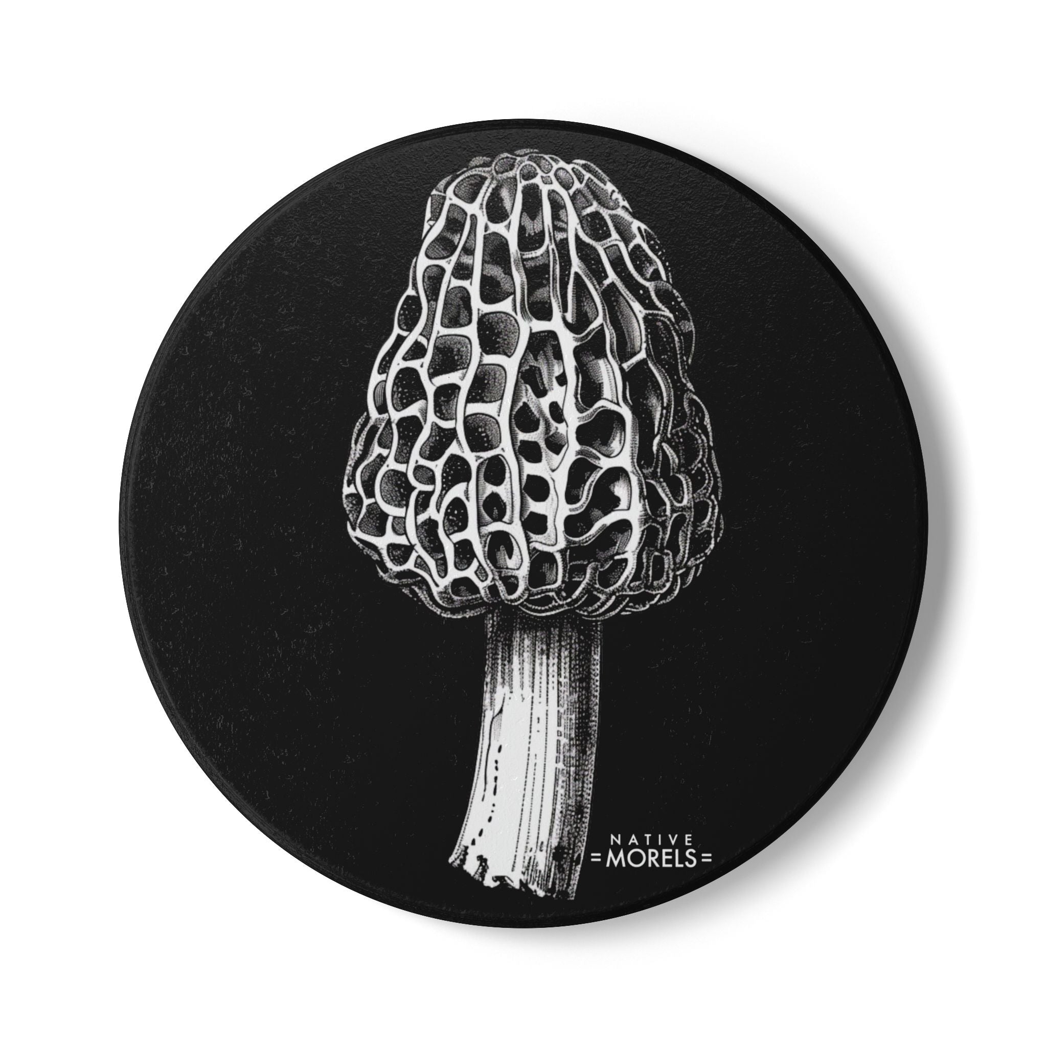 Morel Mushroom Round Ceramic Coaster
