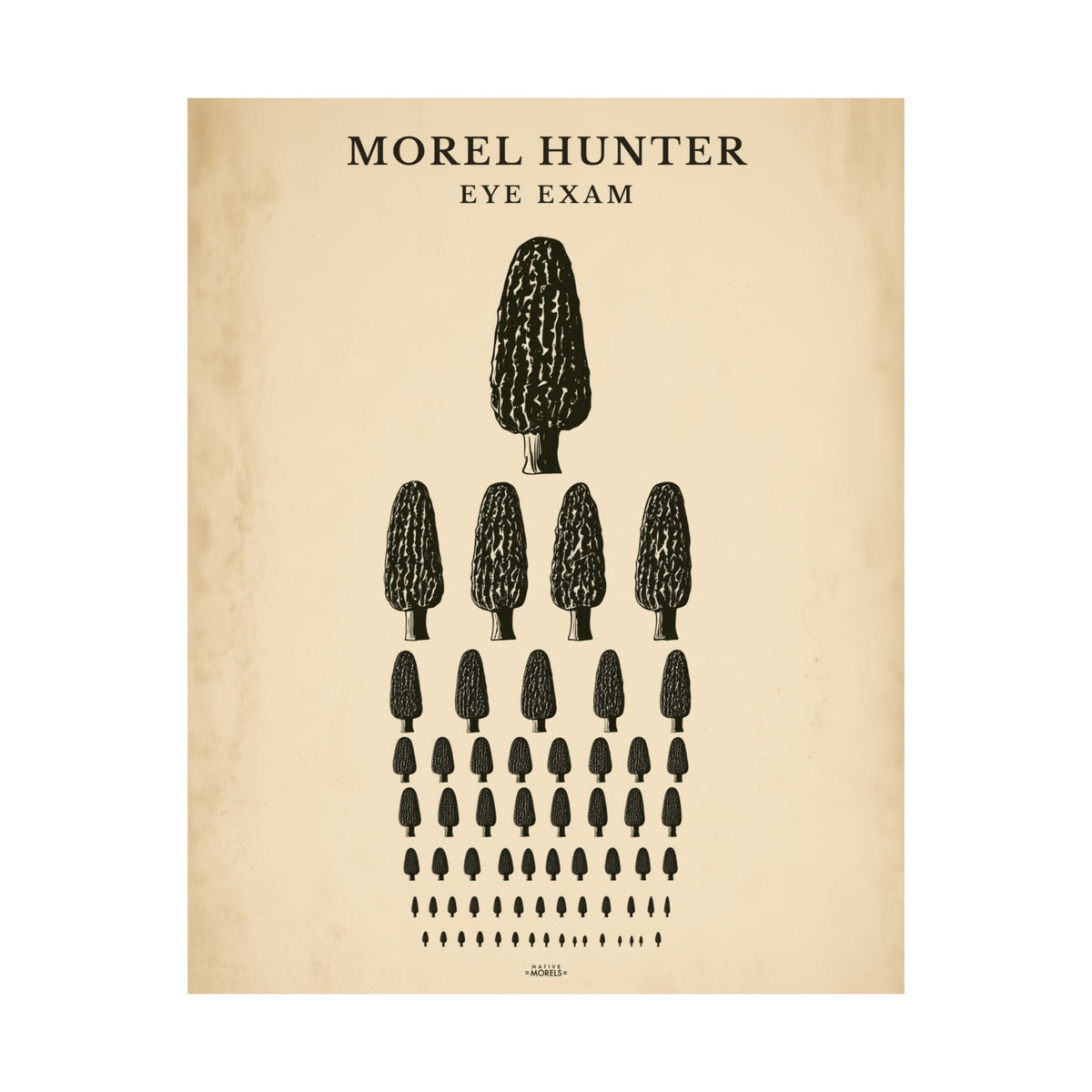 Morel Hunter Eye Exam” Morel Mushroom Art Print by Native Morels™