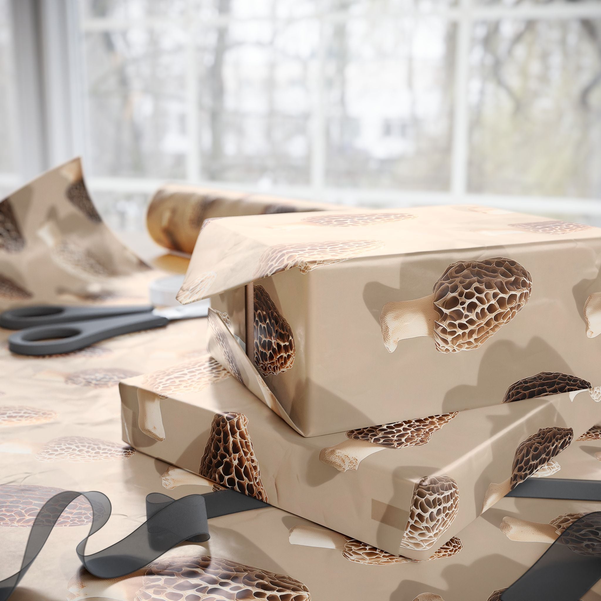 Morel Mushroom Forest Pattern Wrapping Paper | Native Morels™