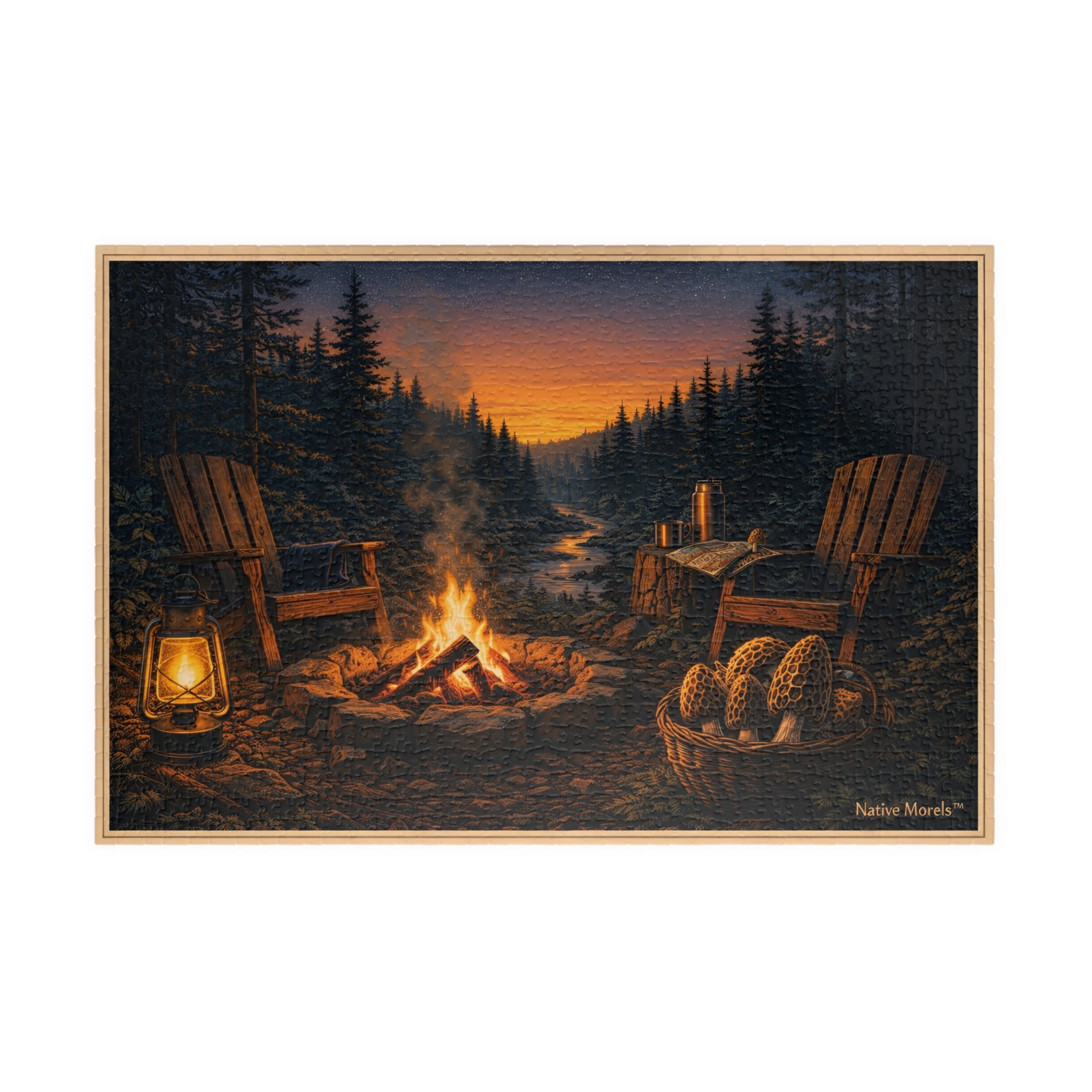 Campfire After the Hunt Puzzle (1014 Pieces) | Native Morels™