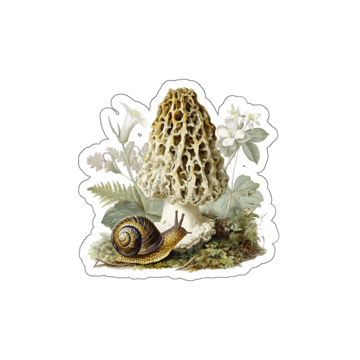 Broad-banded Forestsnail on Morel Mushroom Decal