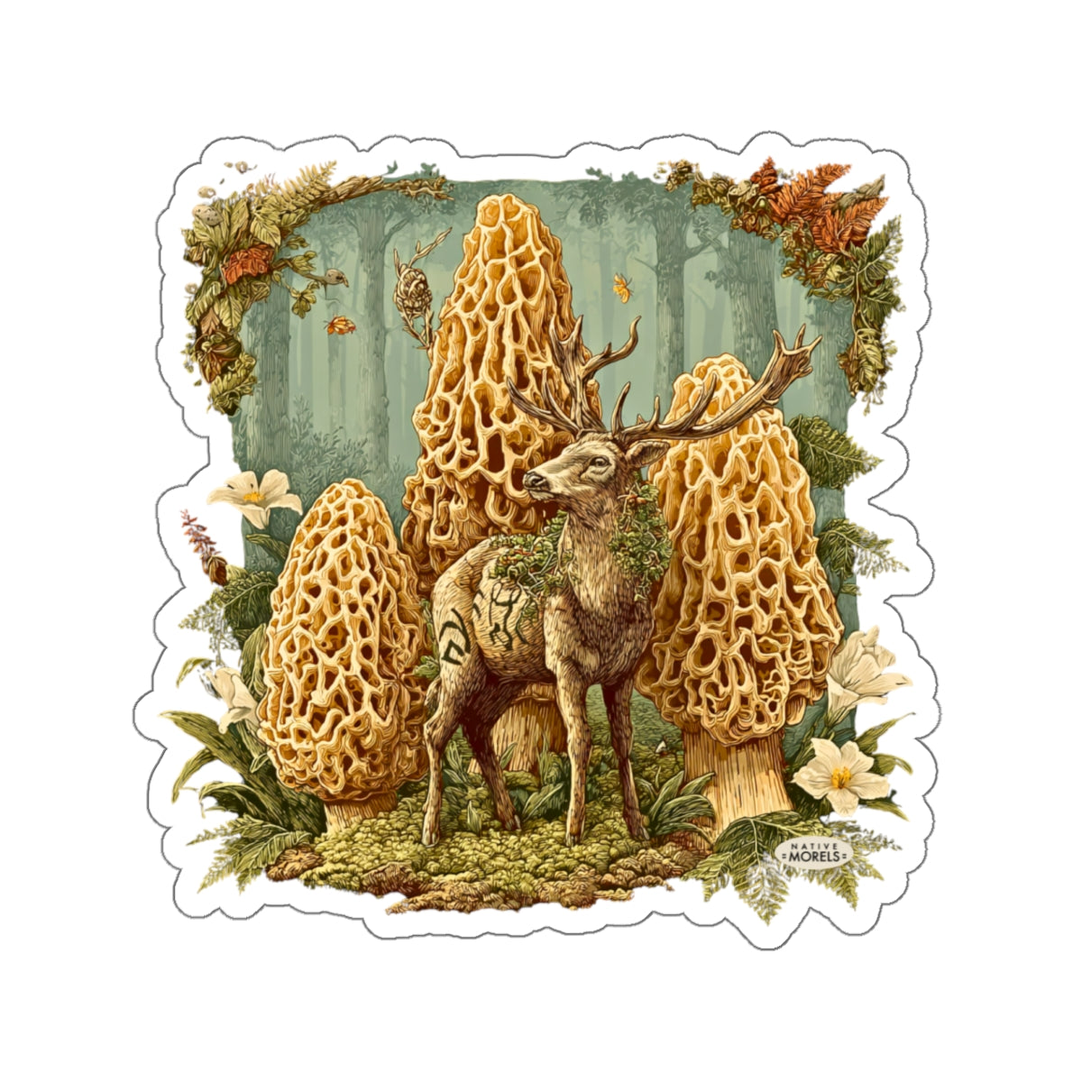 Stag & Morels Mystical Forest Die-Cut Decal