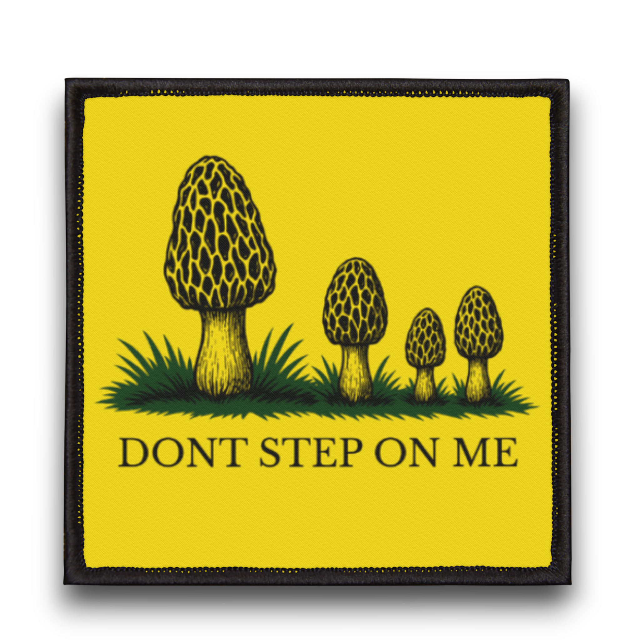 Don't Step On Me Morel Patch – Gadsden Flag Parody | Iron-On 3" x 3"