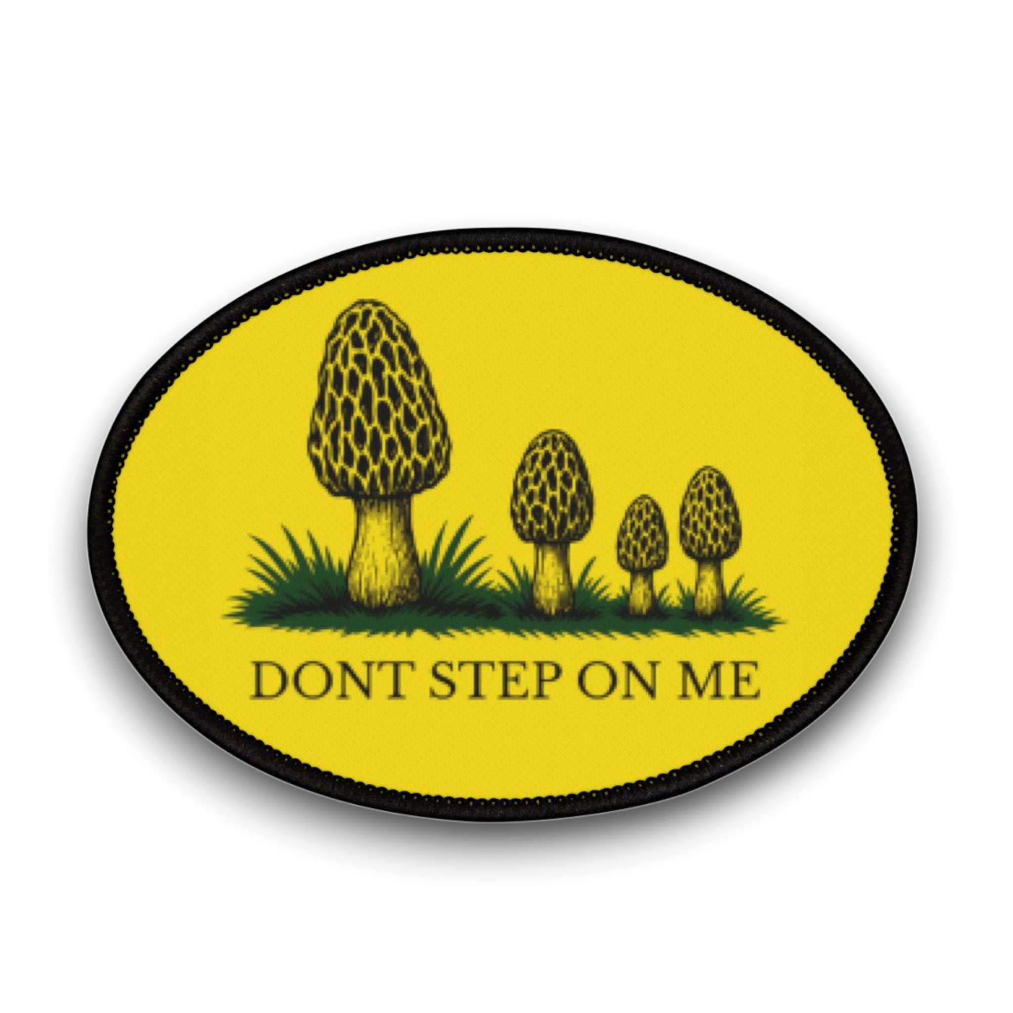 Don't Step On Me Morel Patch – Gadsden Flag Parody | Iron-On 3" x 3"