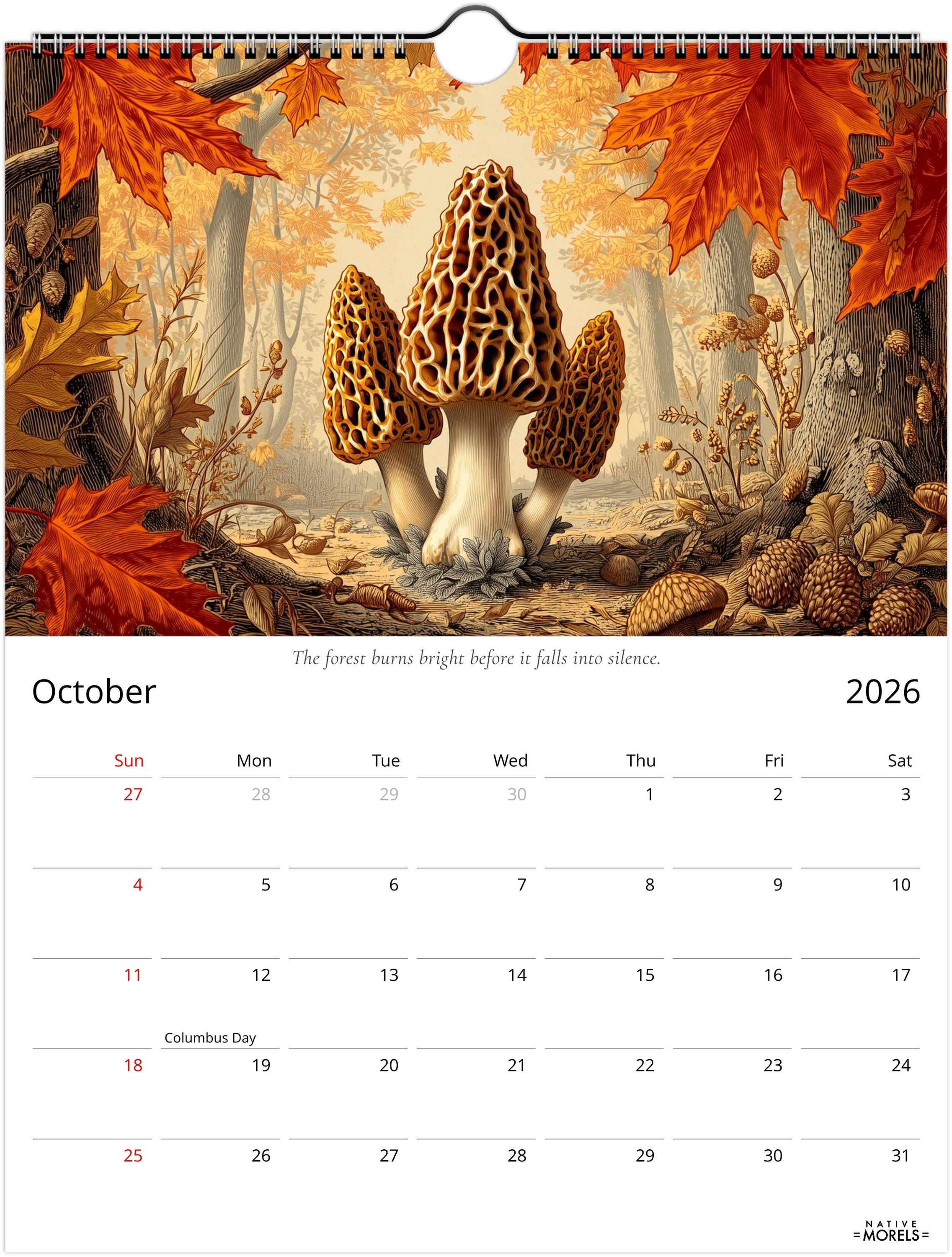 Native Morels™ 2026 Botanical Wall Calendar | Seasonal Forager Art Series