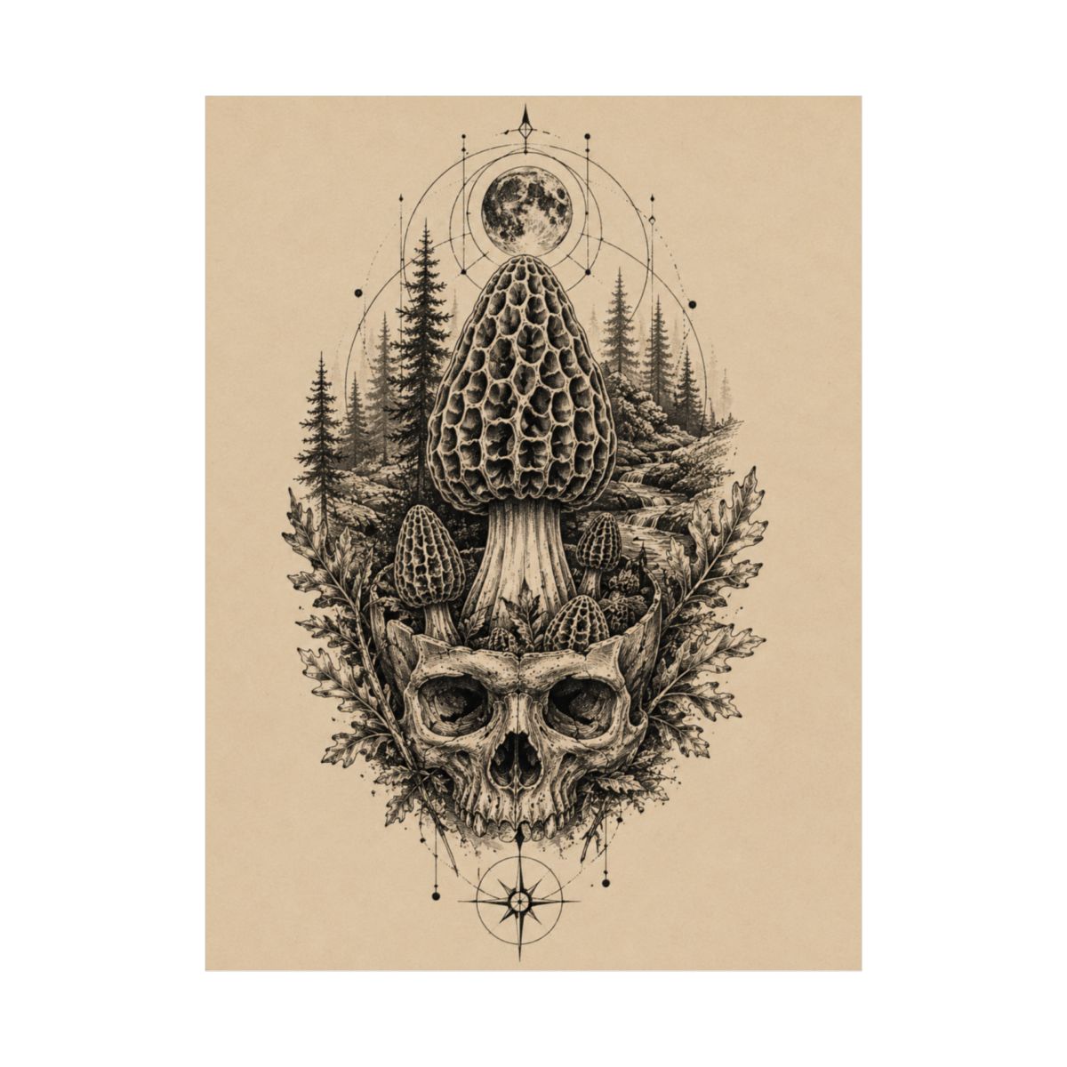 Moonlit Morel Relic” Forest Morel Art Print | Native Morels™