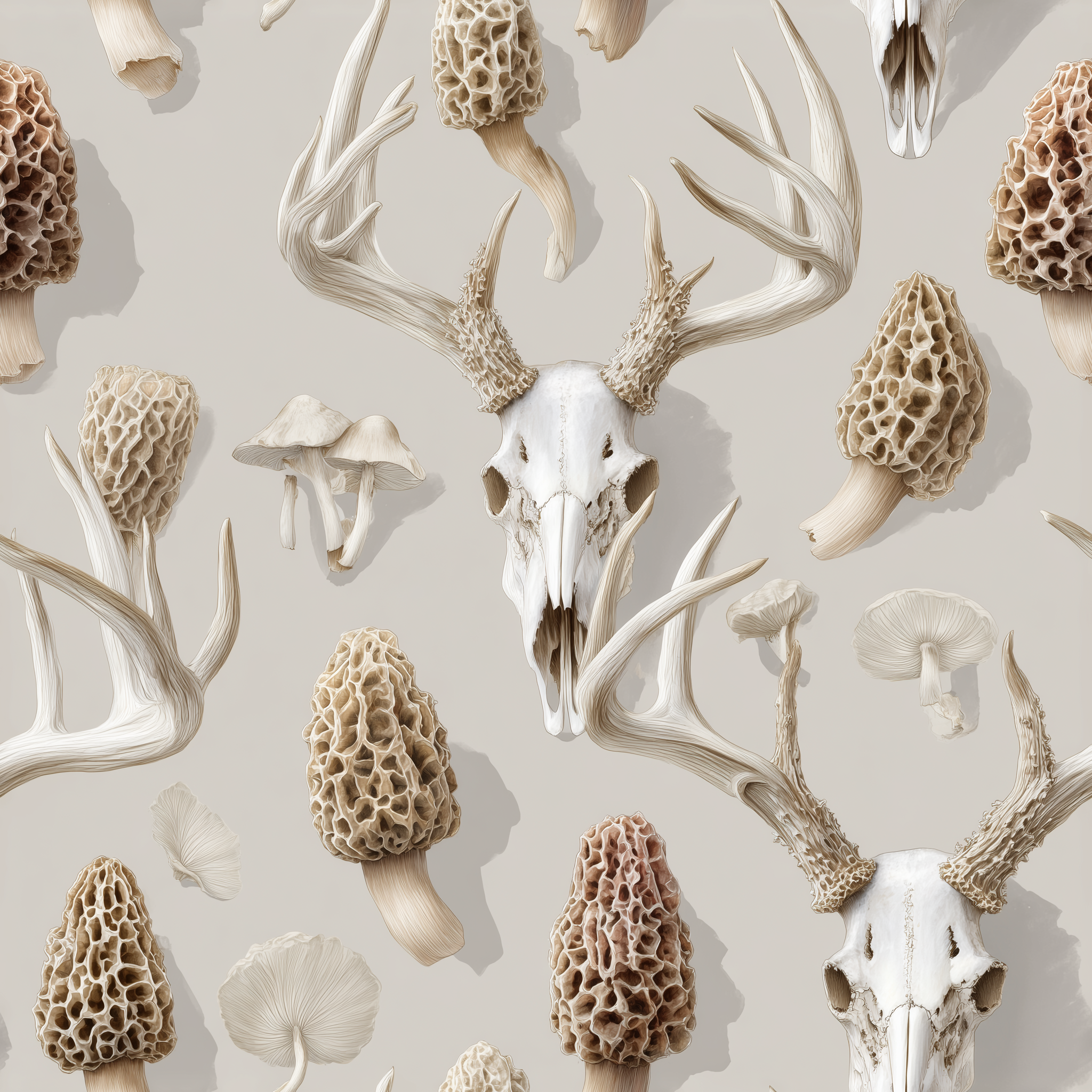 Whitetail Skull & Morel Mushroom Wrapping Paper | Native Morels™