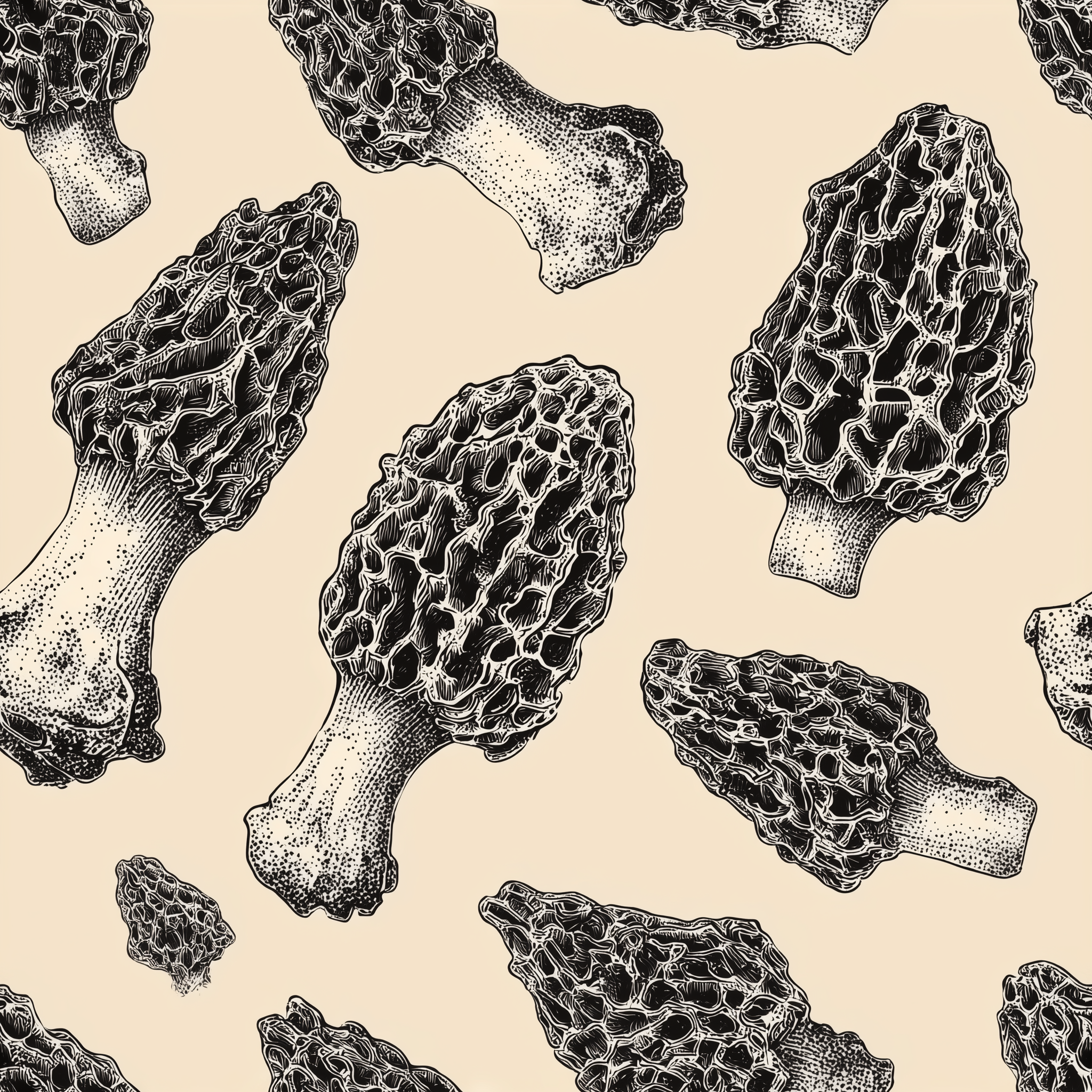 Tattoo-Style Morel Mushroom Wrapping Paper | Native Morels™